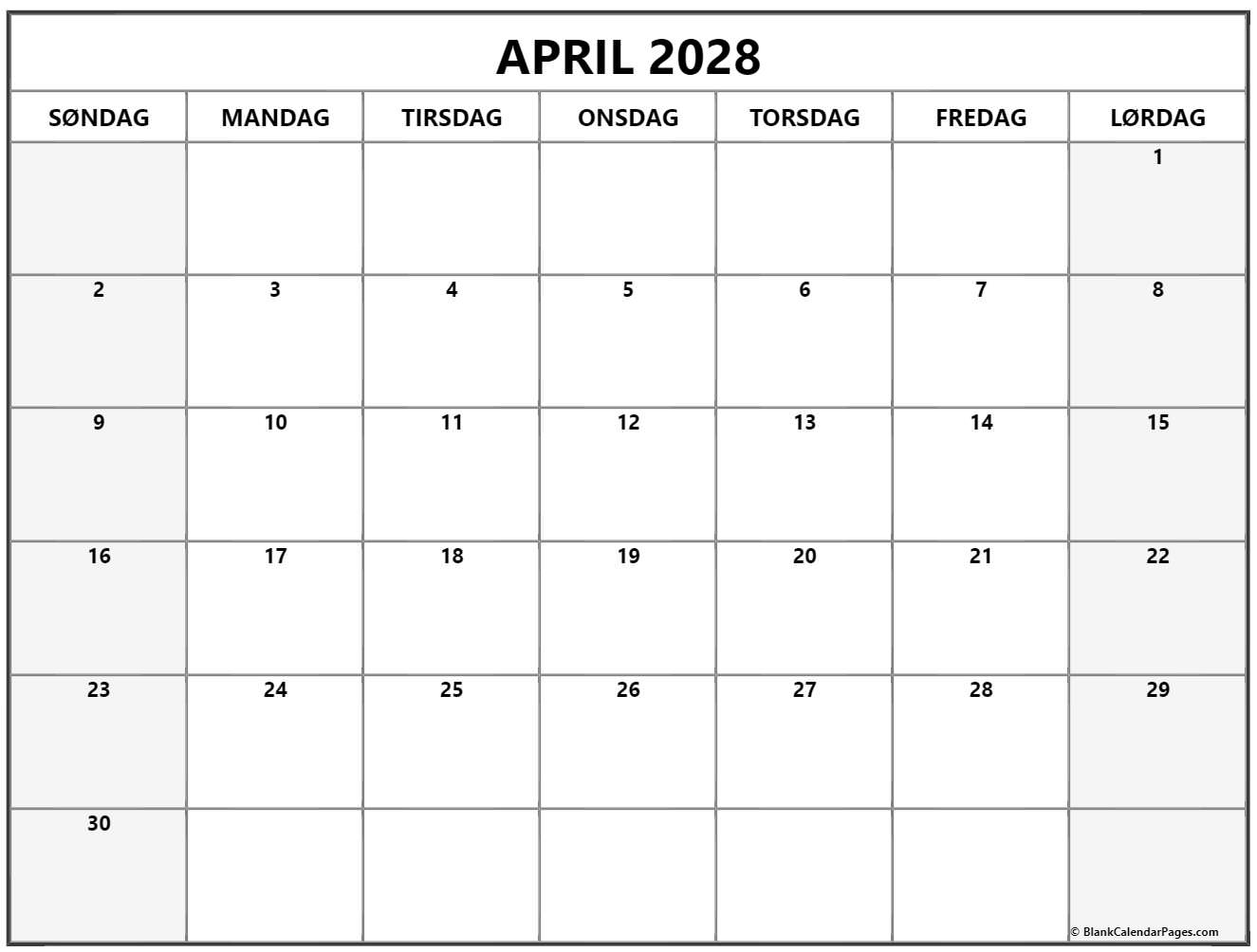 april 2028 kalender
