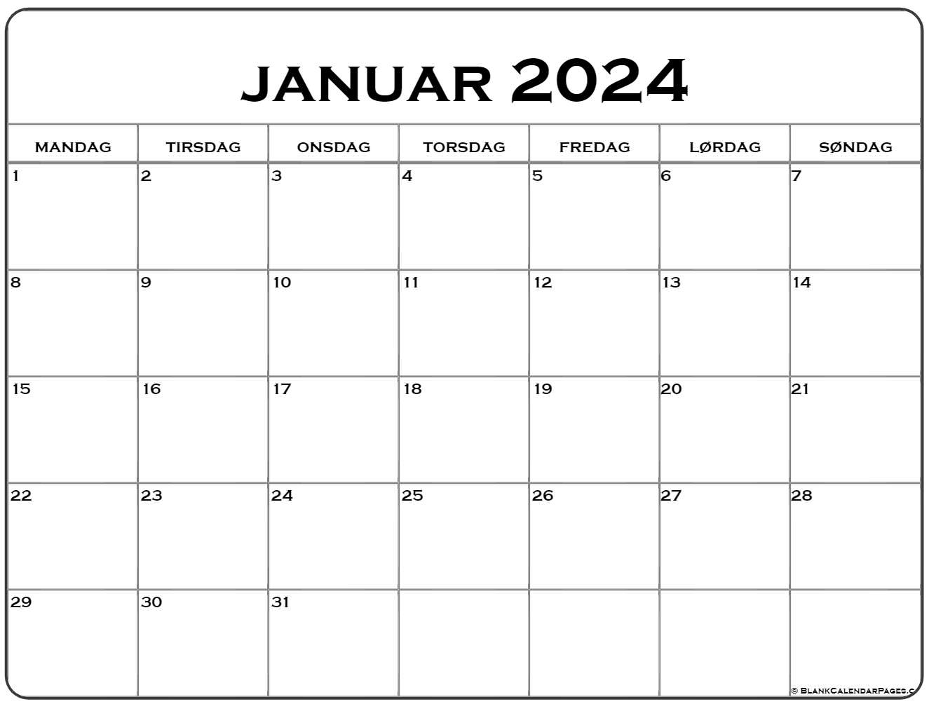 2022 kalender Dansk | januar