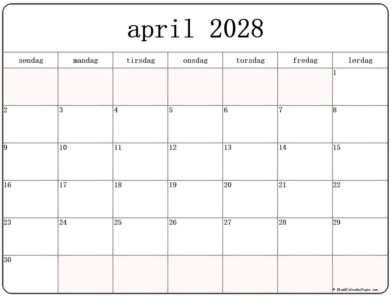 april 2028 kalender