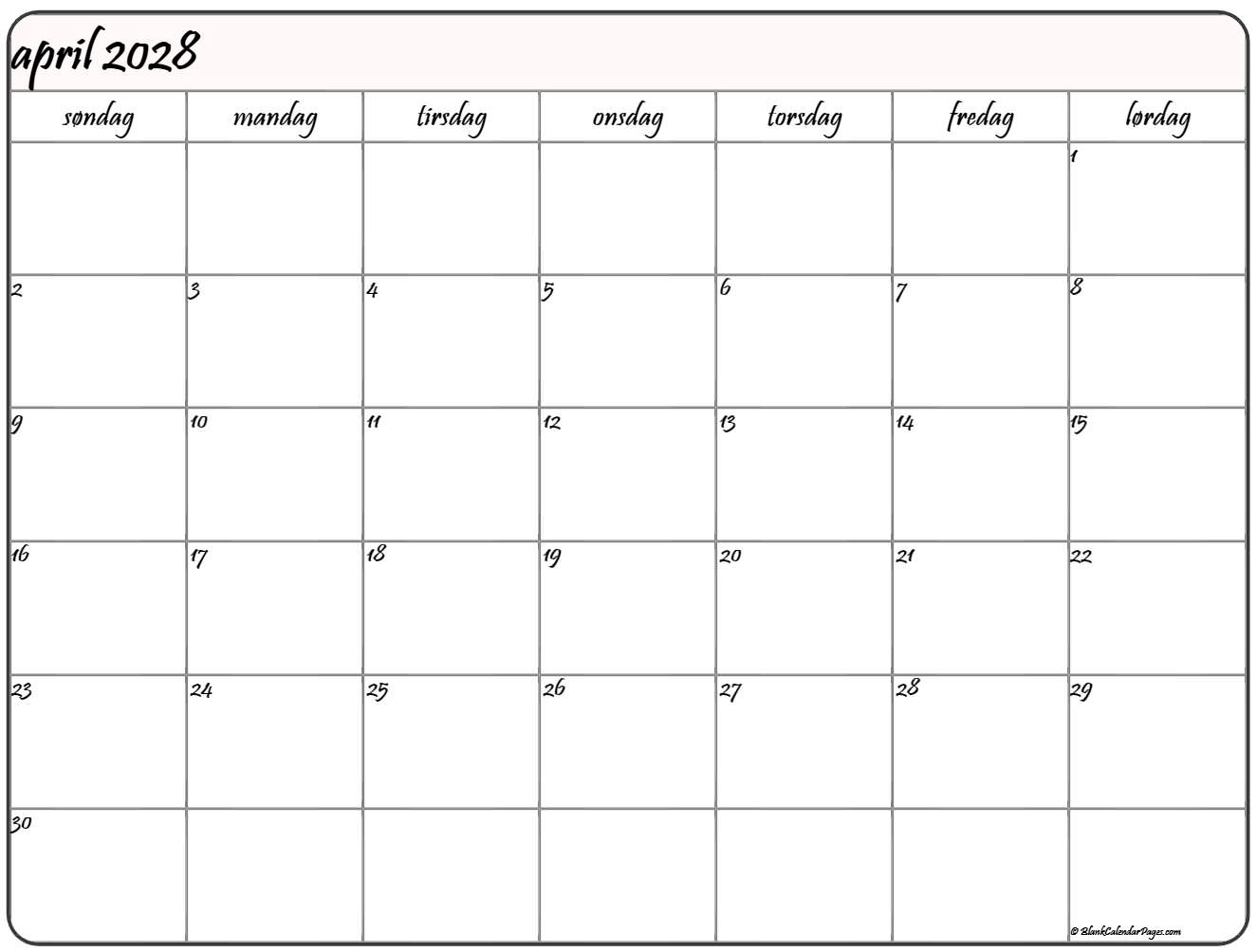 april 2028 kalender
