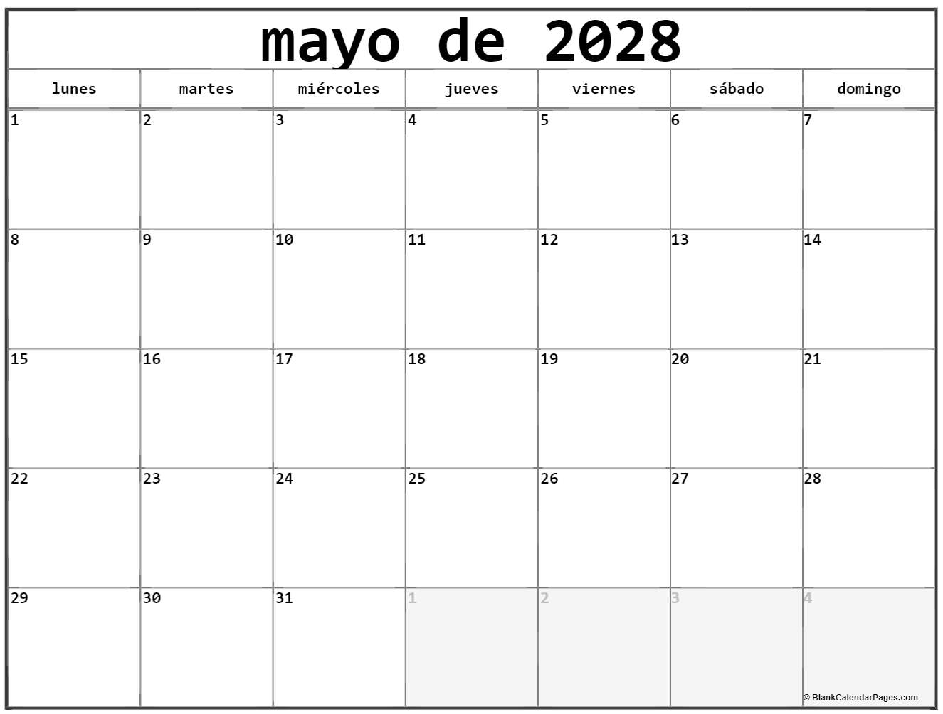 mayo de 2028 calendario