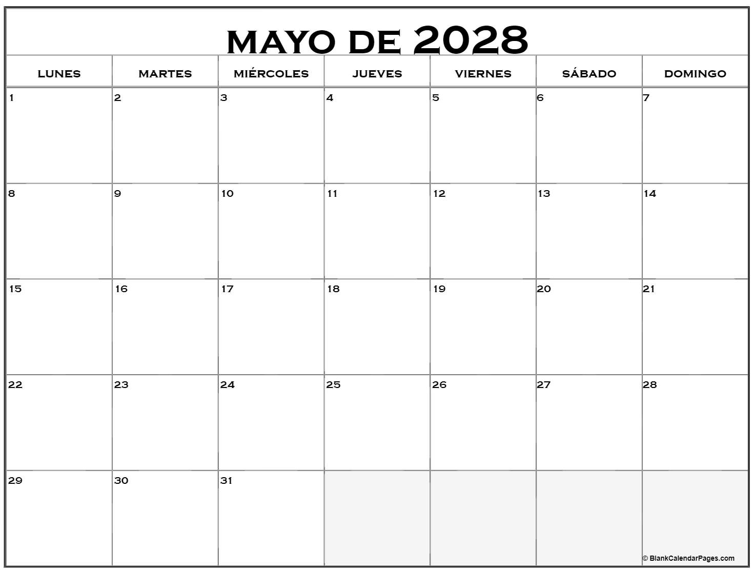 mayo de 2028 calendario
