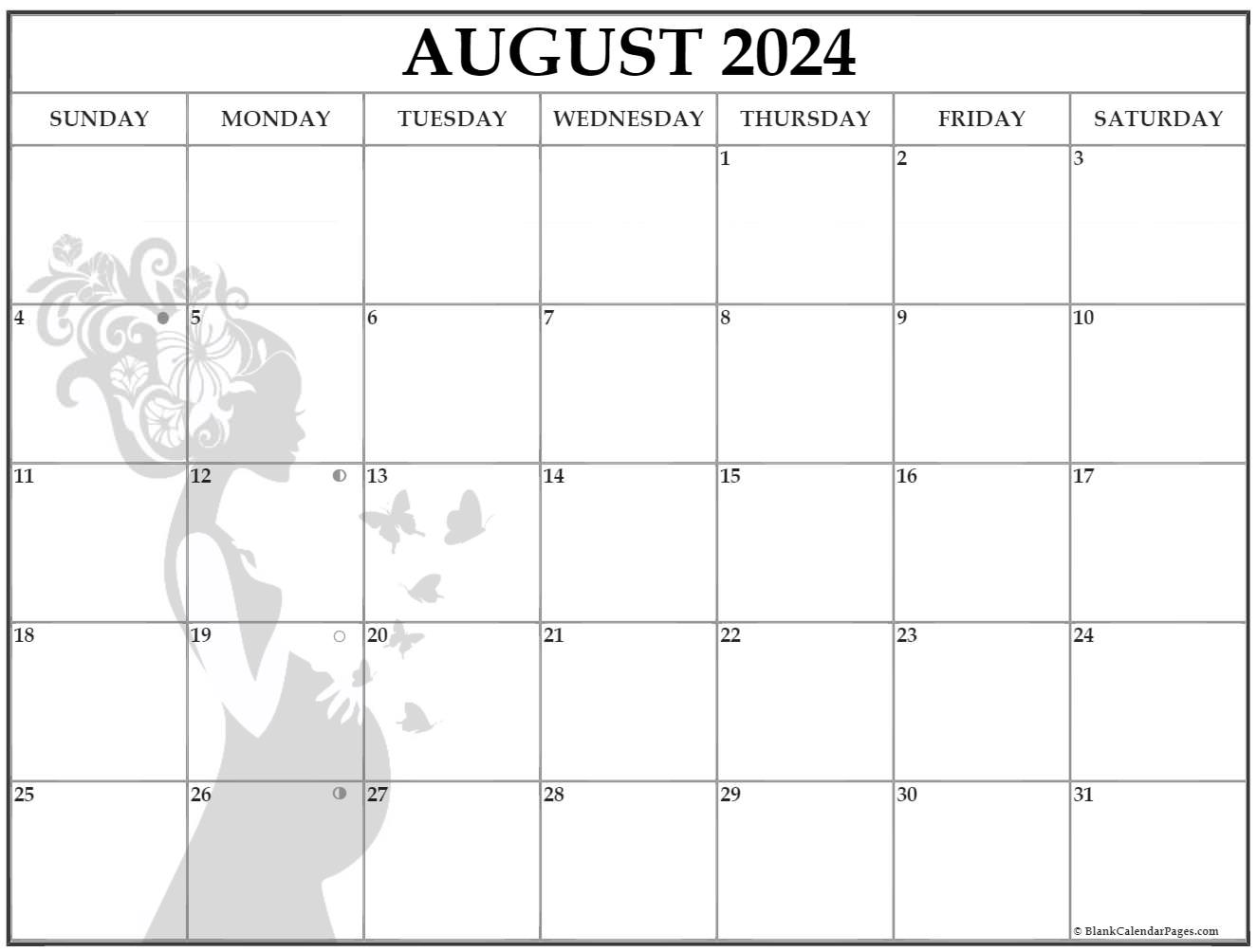 Collection of August 2021 photo calendars with image filters.