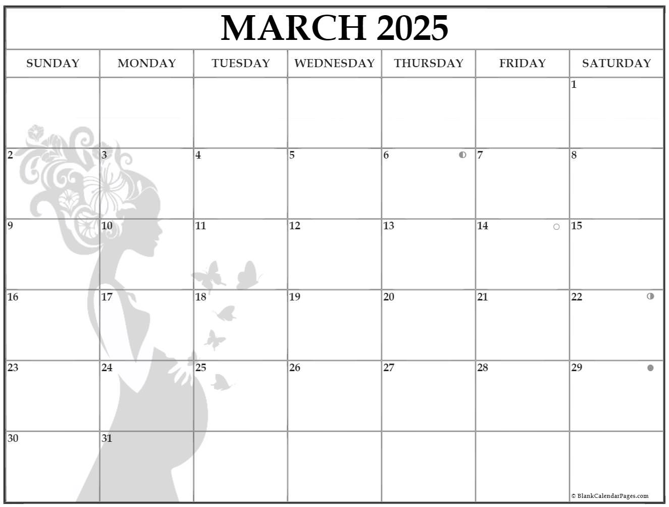 Collection of March 2025 photo calendars with image filters.