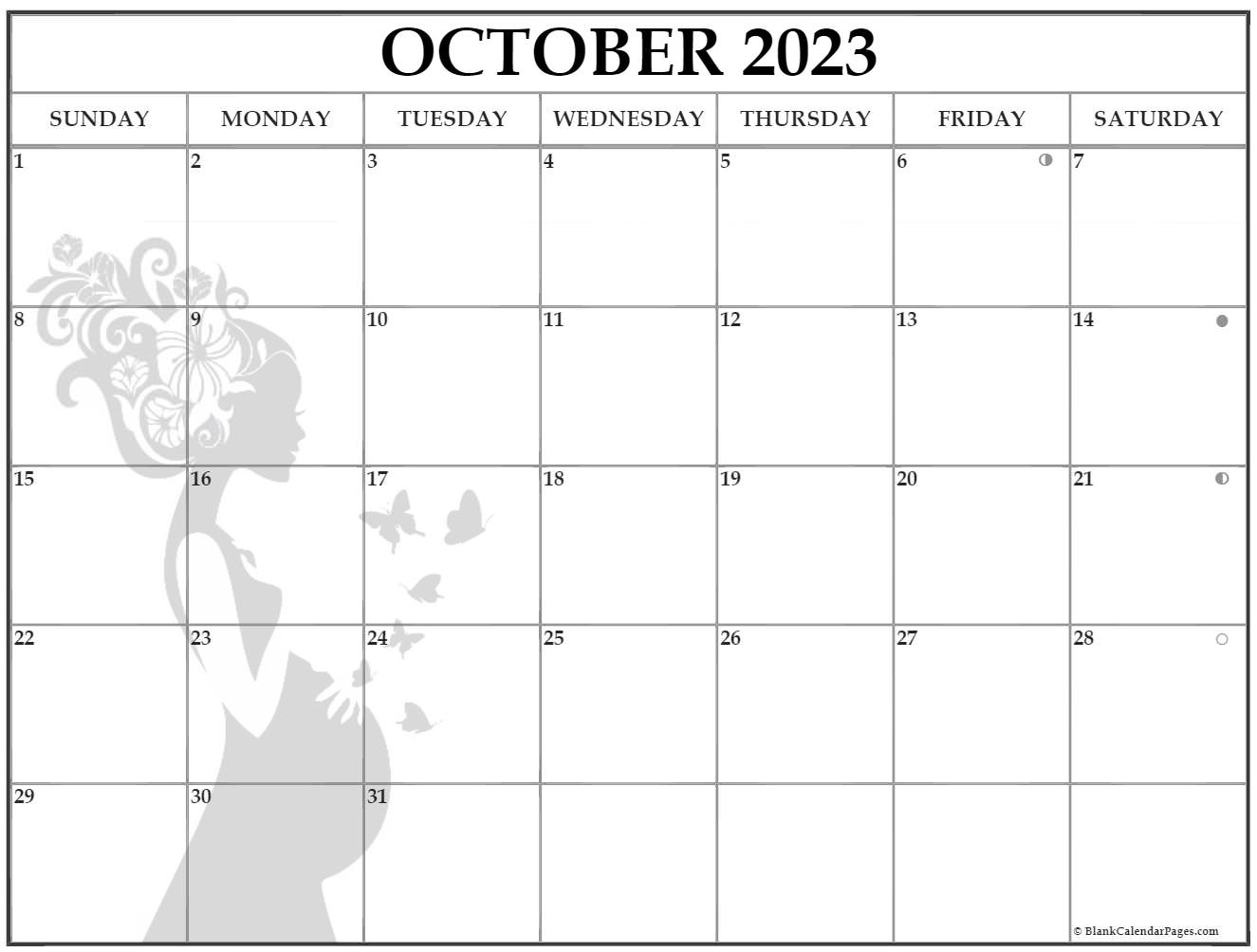 October 2023 Calendar Fertility 1 