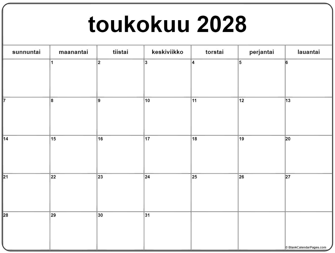 toukokuu 2028 kalenteri
