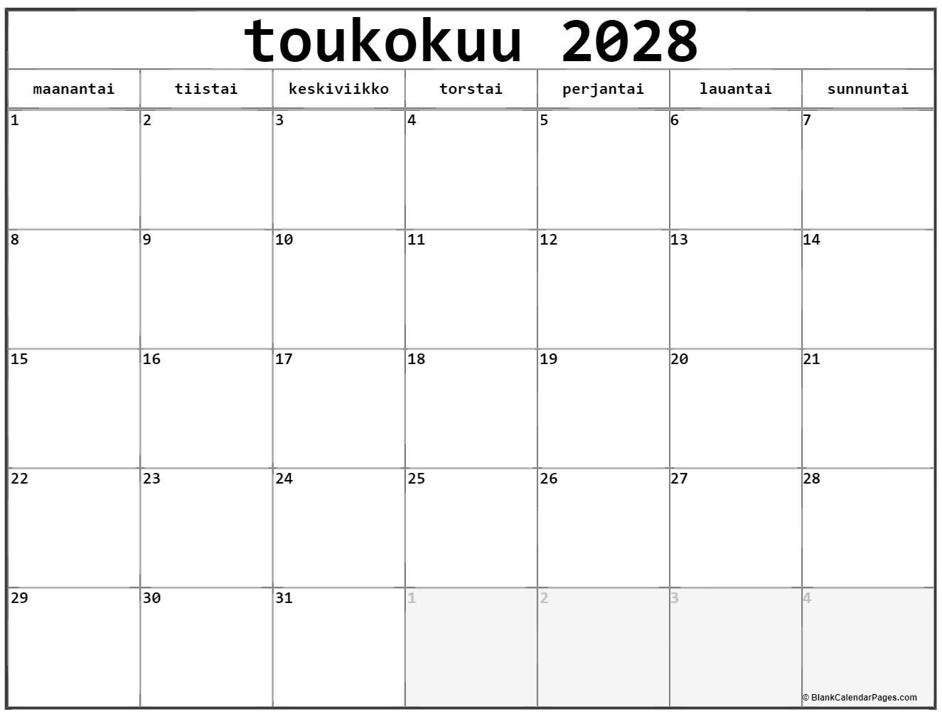 toukokuu 2028 kalenteri