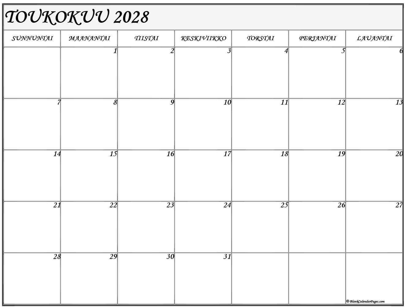 toukokuu 2028 kalenteri