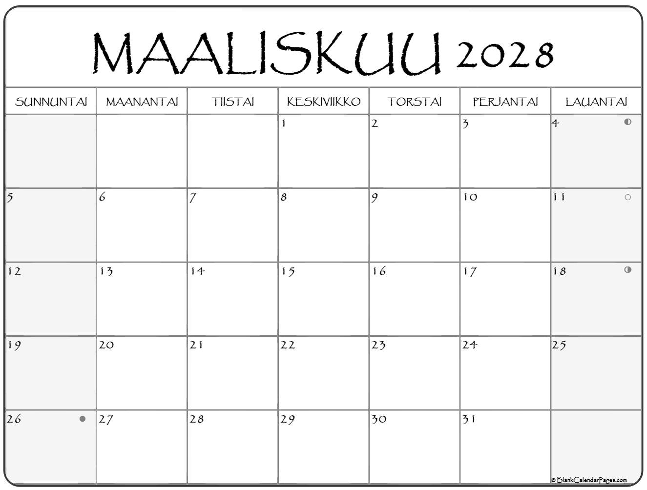 maaliskuu 2028 kalenteri