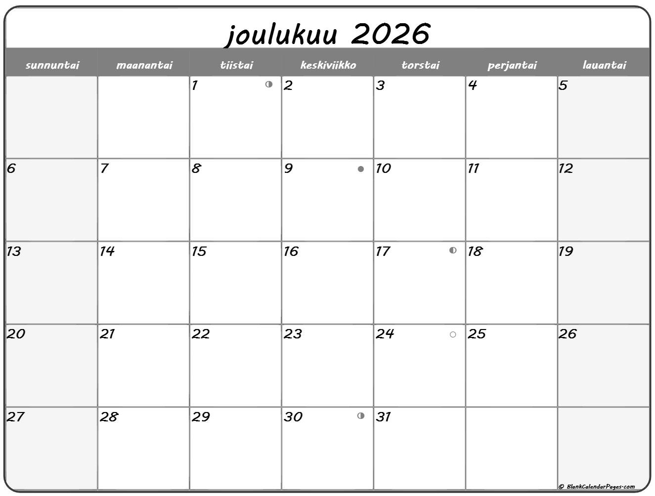 Joulukuu 2026 Tulostettava Kalenteri Suomeksi Kalenteri Joulukuu Joulukuu 2026 Tulostettava Kalenteri Suomeksi Kalenteri Joulukuu