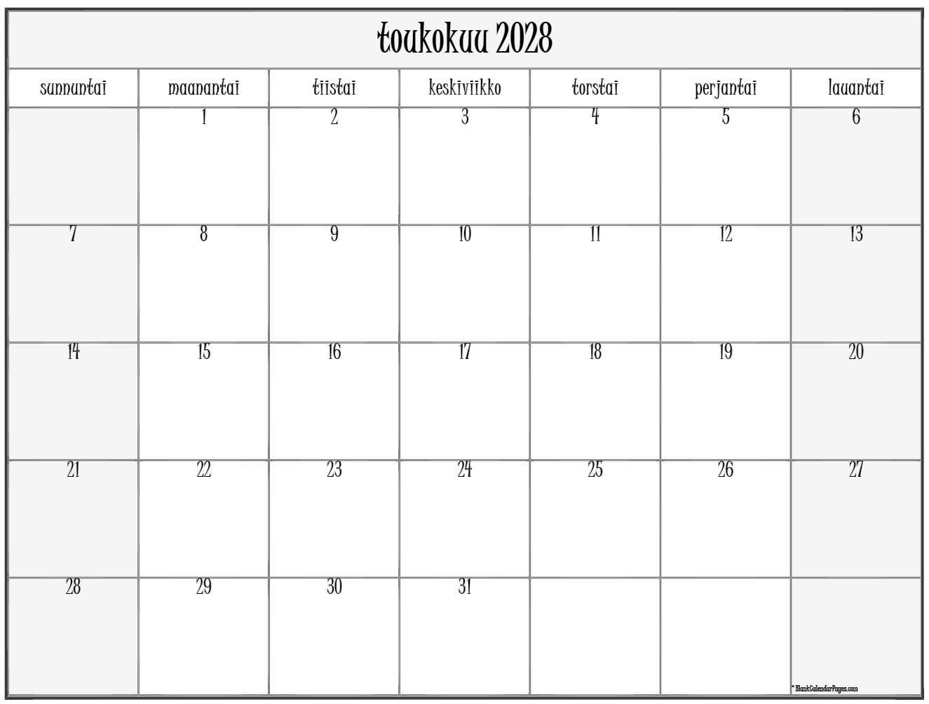 toukokuu 2028 kalenteri