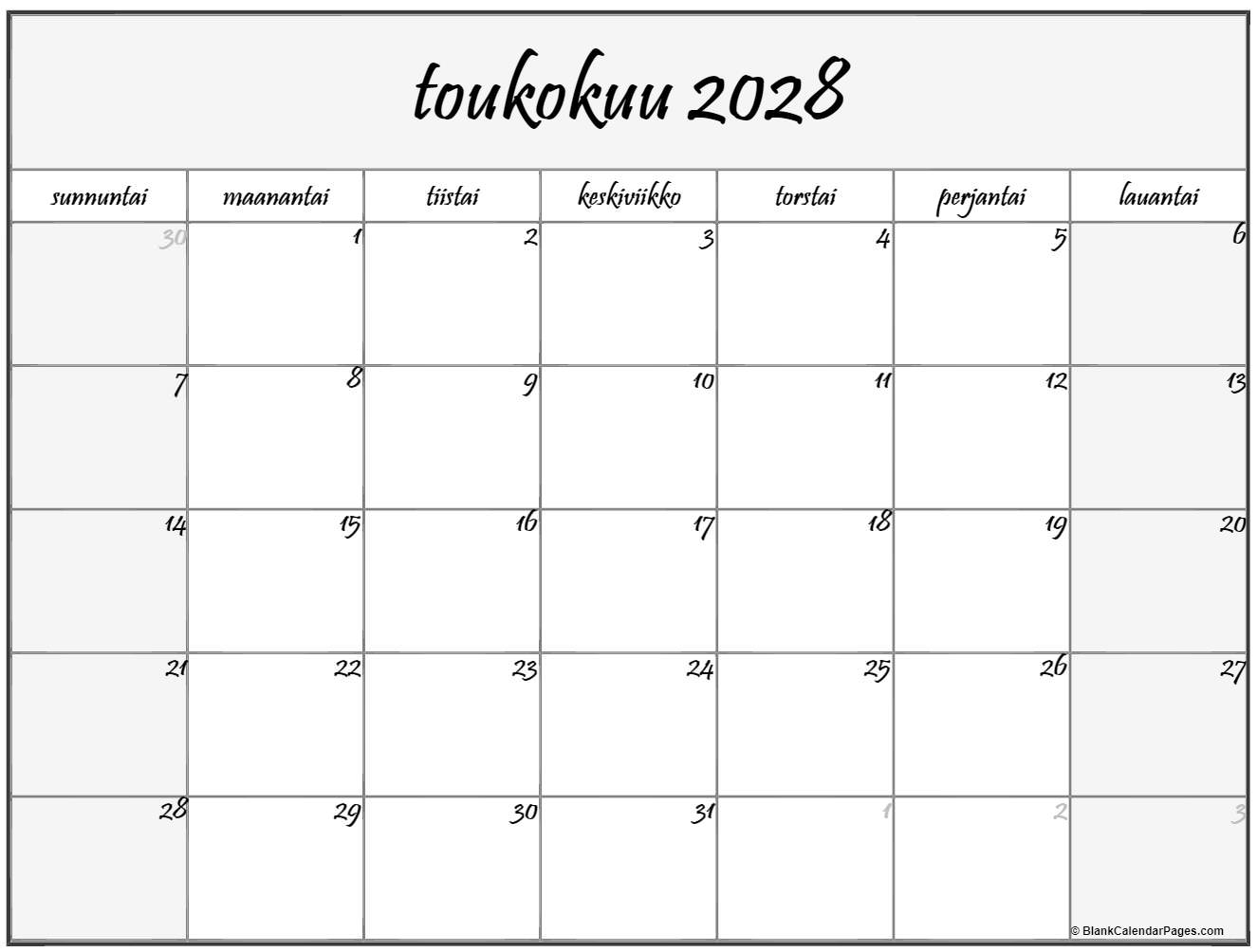 toukokuu 2028 kalenteri