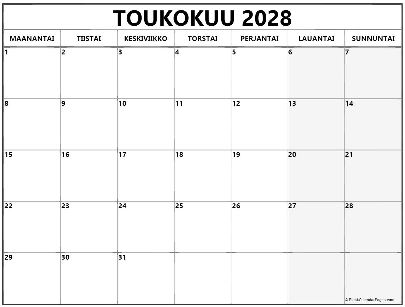 toukokuu 2028 kalenteri