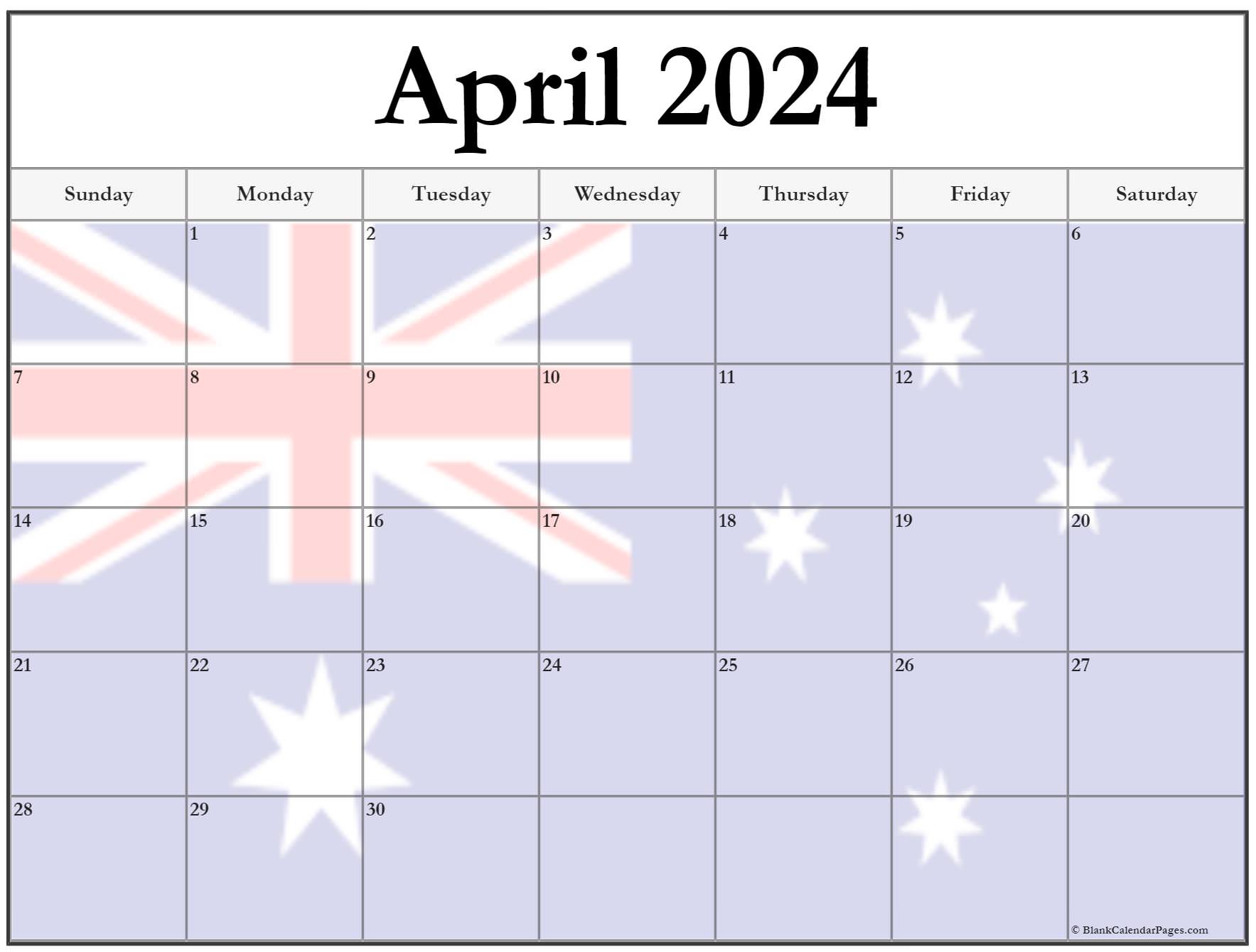 2024 Australian Calendar Printable