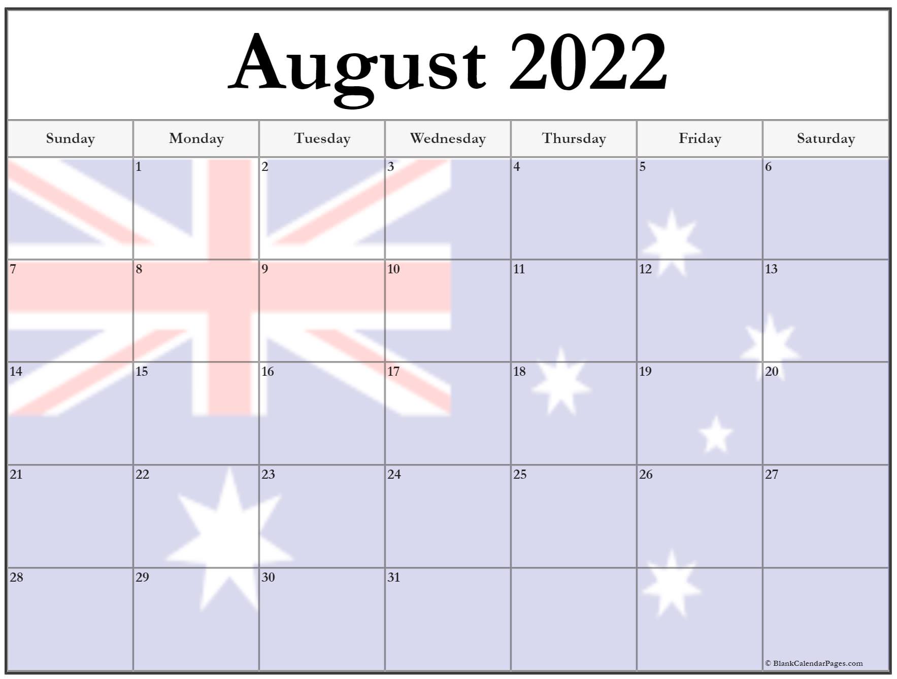 Collection Of August 2022 Photo Calendars With Image Filters 