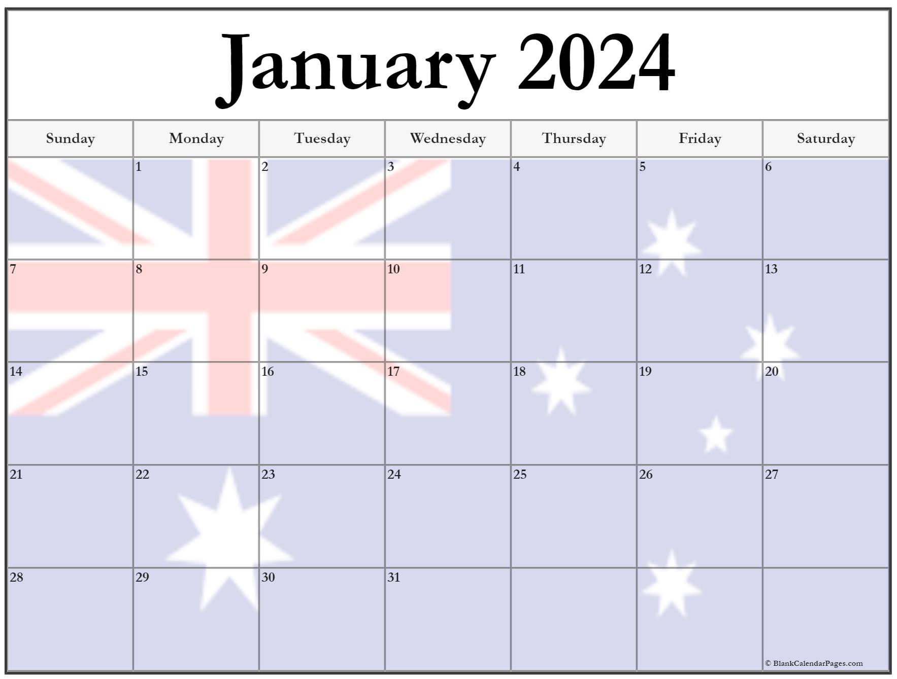 Australia January 2023 Calendar With Holidays Photos