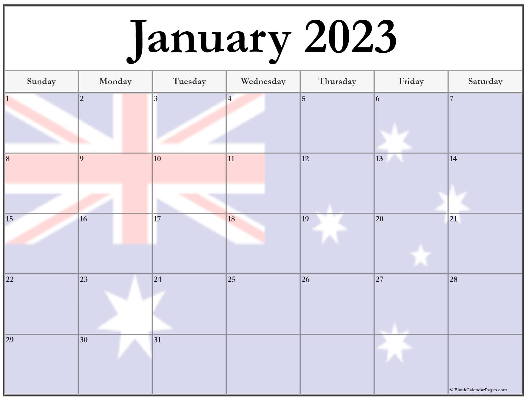 Collection of January 2023 photo calendars with image filters.