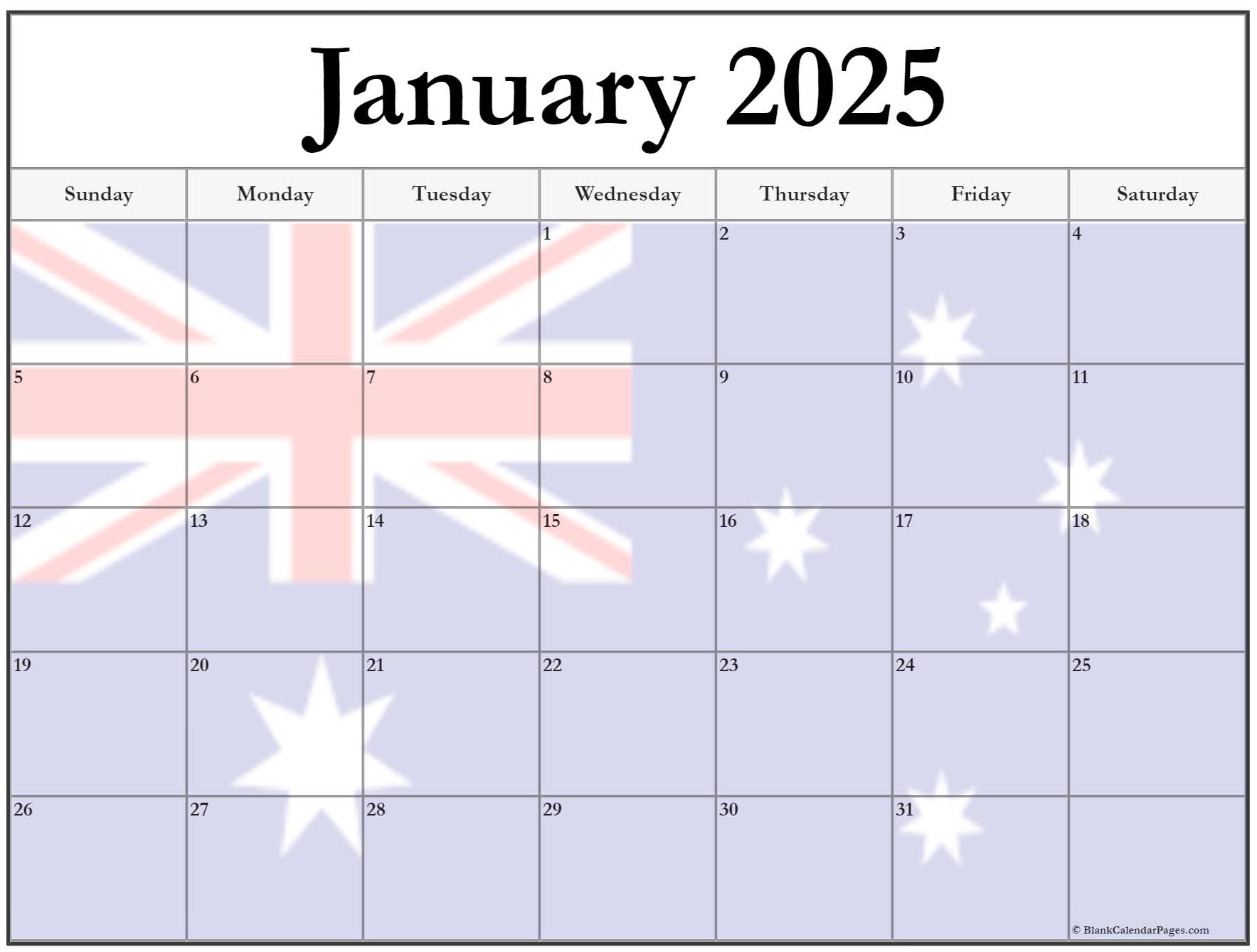 2025 Calendar Australia Printable Free 