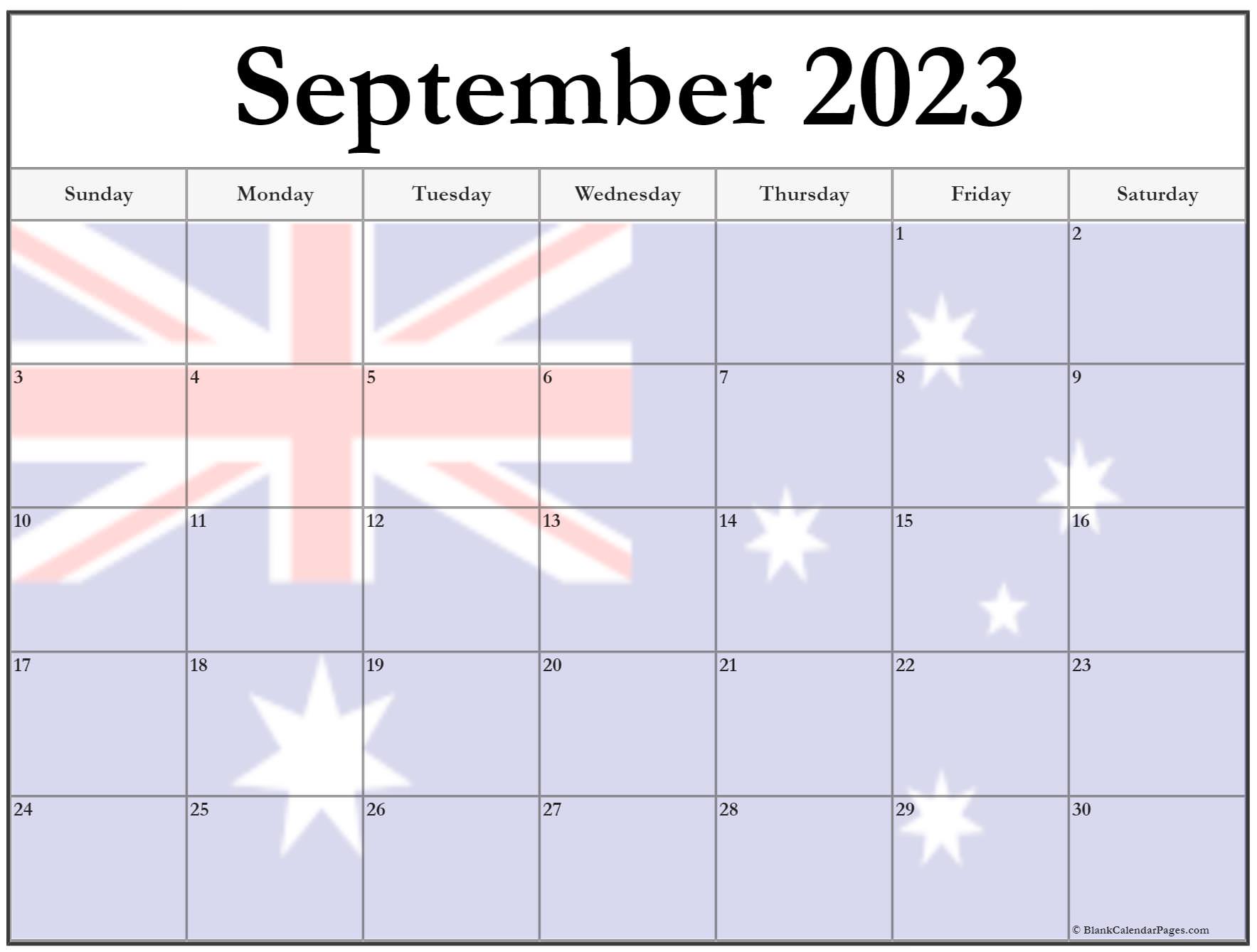 Collection of September 2023 photo calendars with image filters.