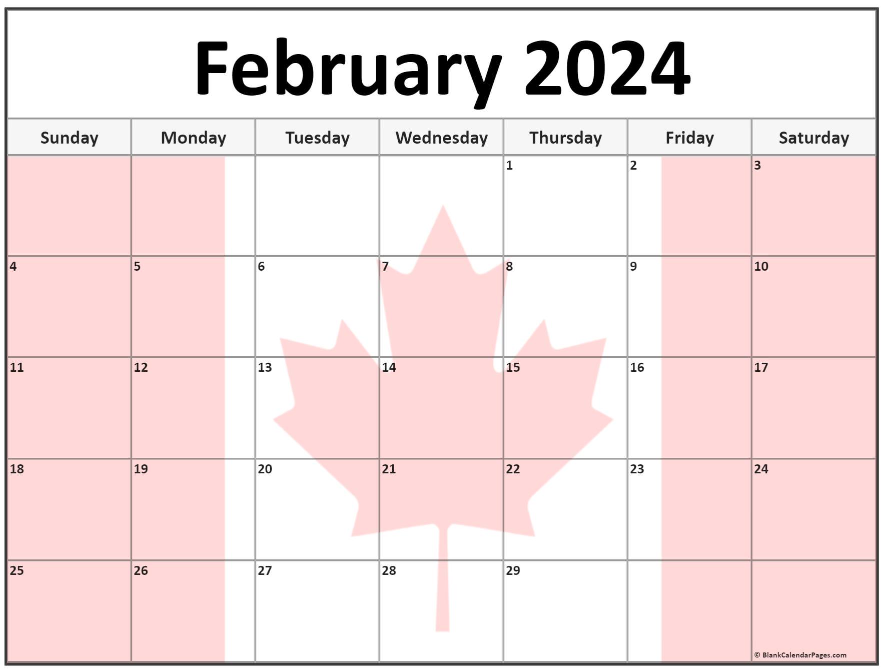 Collection of February 2024 photo calendars with image filters
