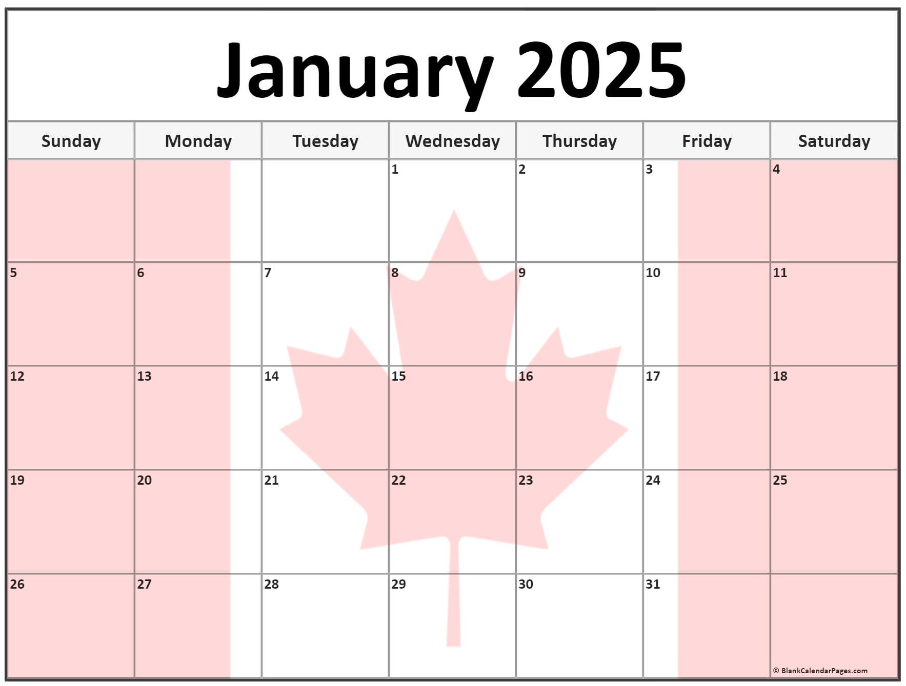 2025 Monthly Calendar Canada Printable Free Download Gilli Morissa