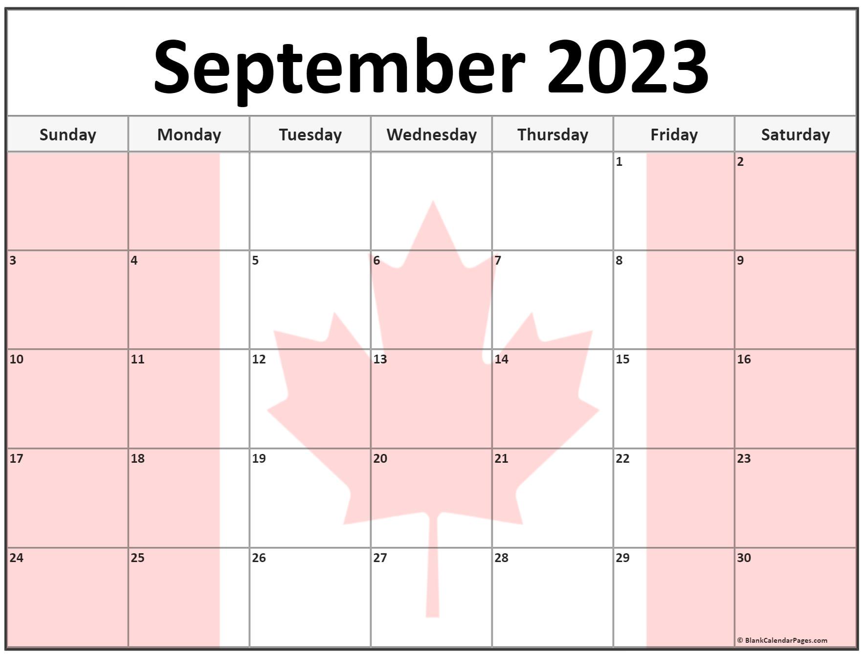 Collection of September 2023 photo calendars with image filters.