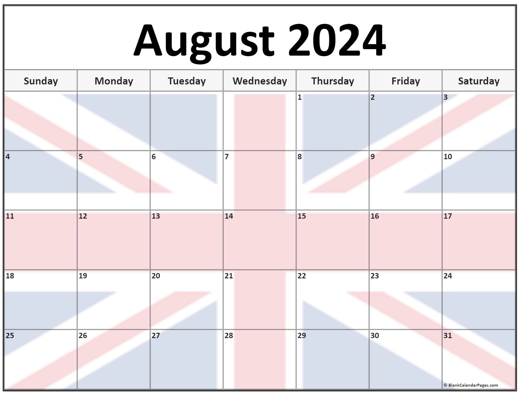 Collection of August 2022 photo calendars with image filters.