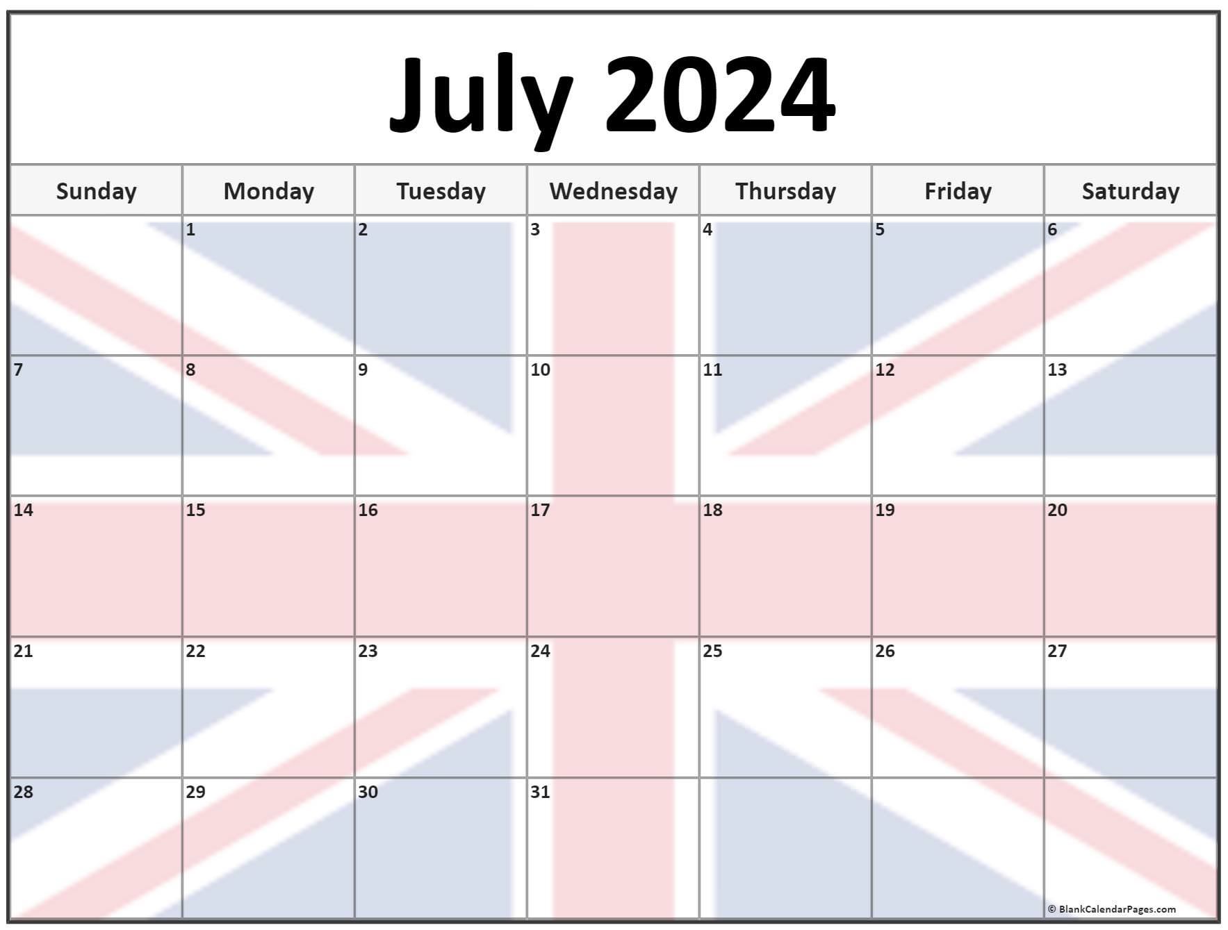 Collection of July 2022 photo calendars with image filters.