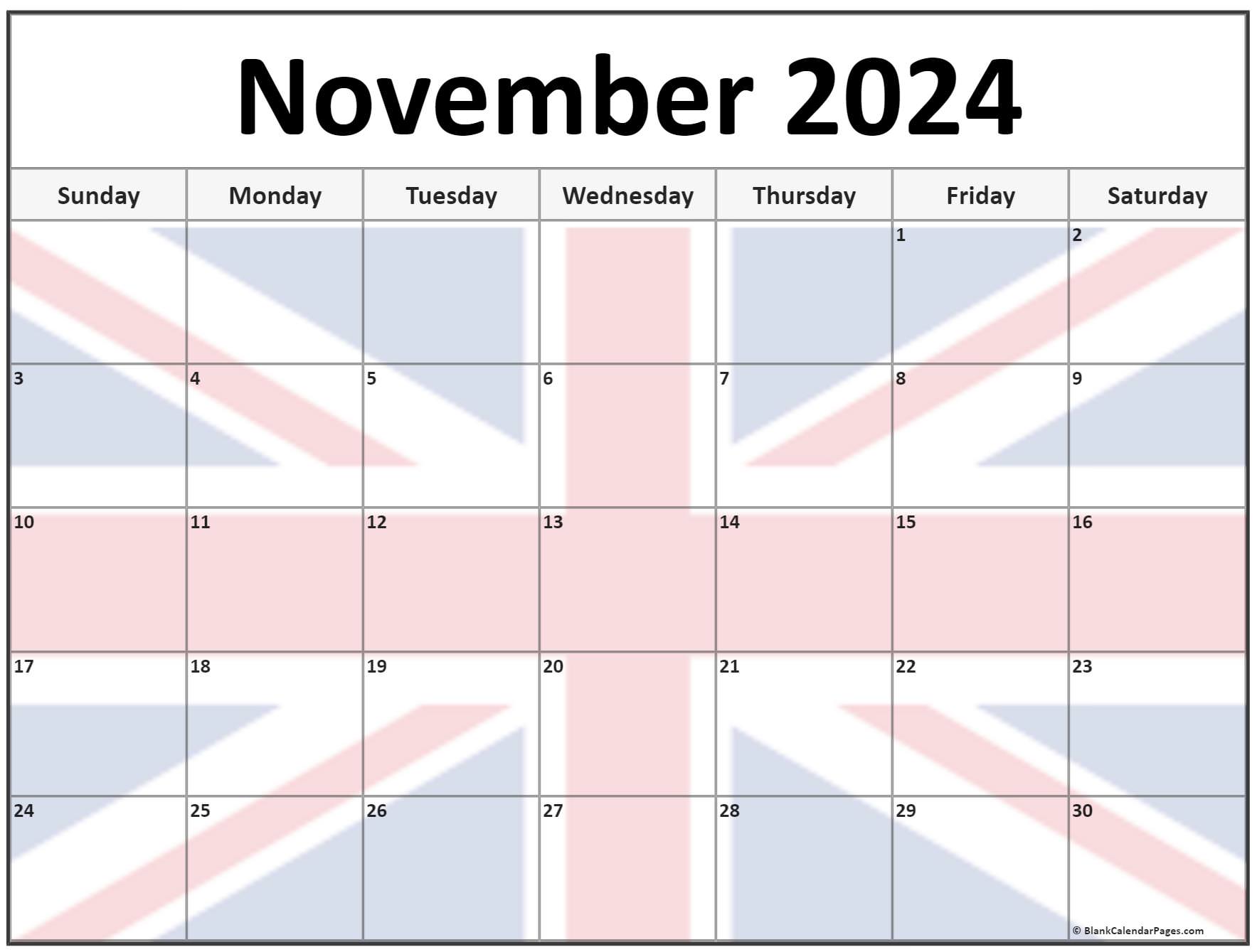 Collection of November 2024 photo calendars with image filters.