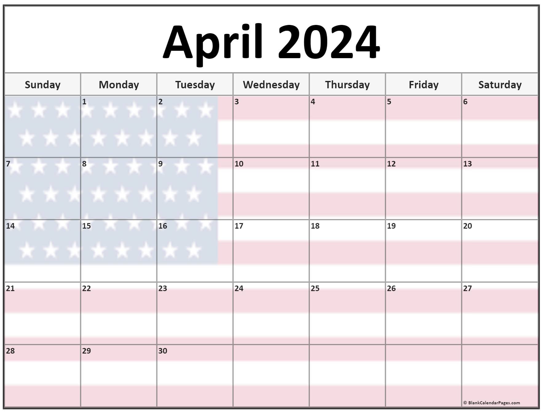 Collection of April 2022 photo calendars with image filters.