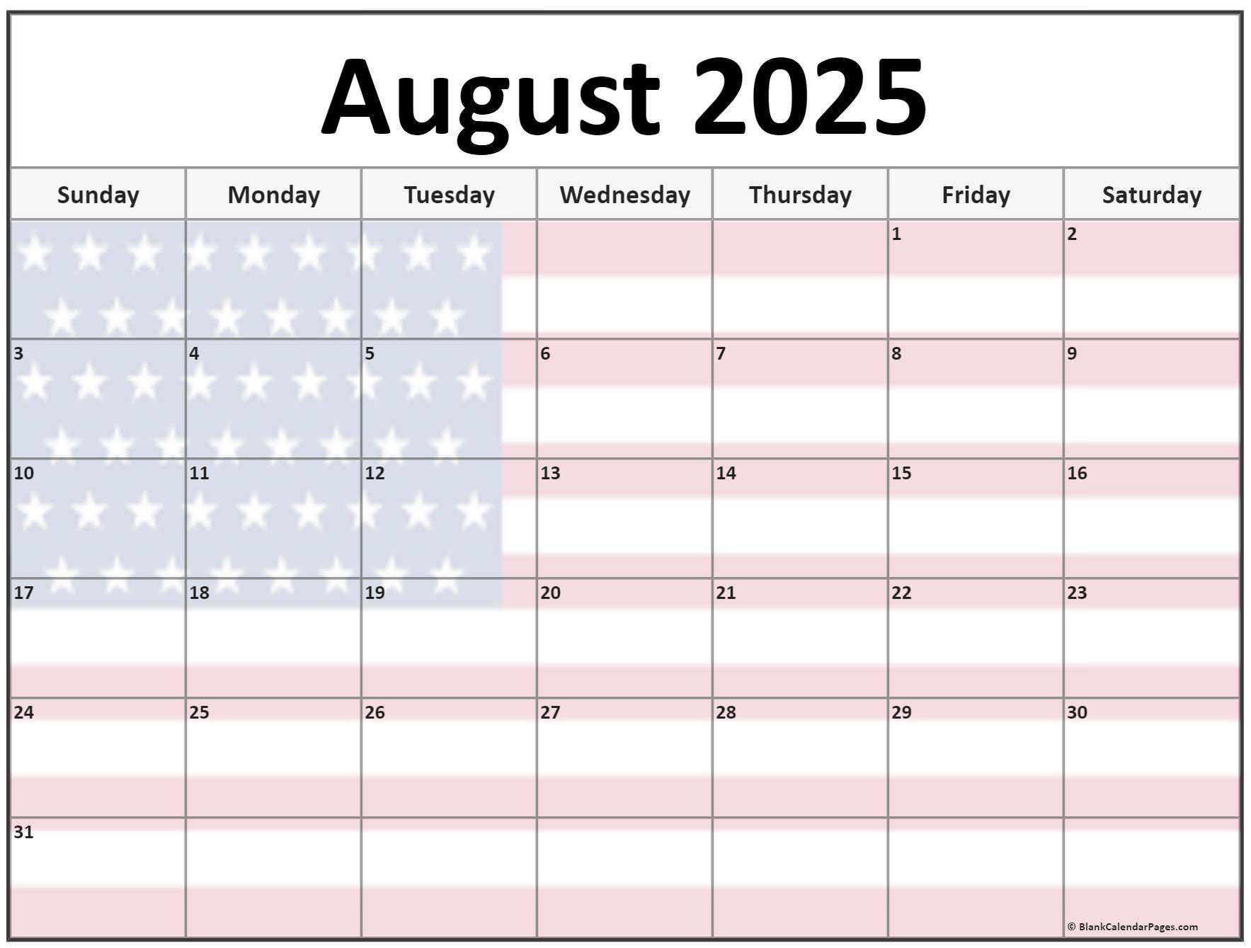 Collection of August 2025 photo calendars with image filters.