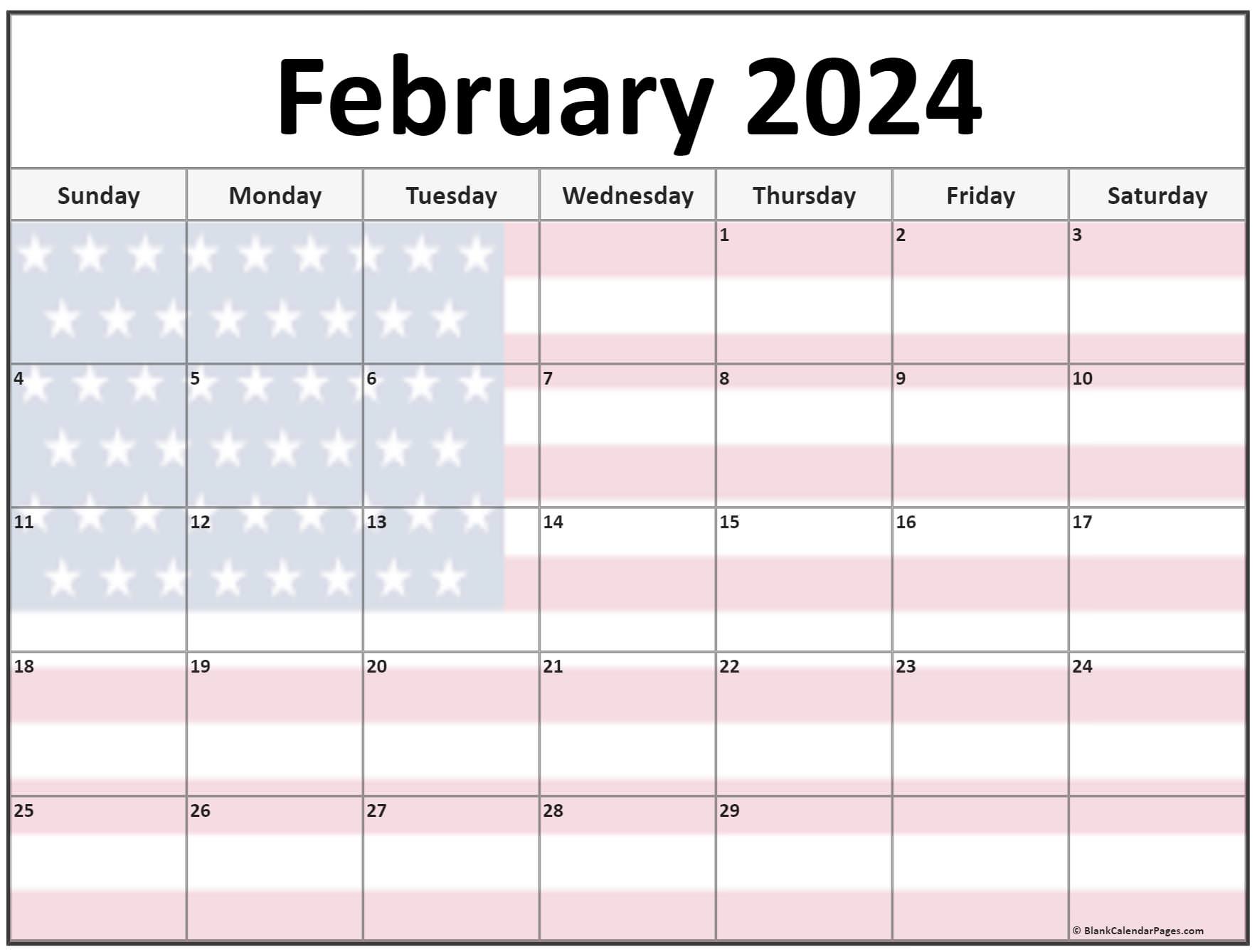 Collection of February 2023 photo calendars with image filters.