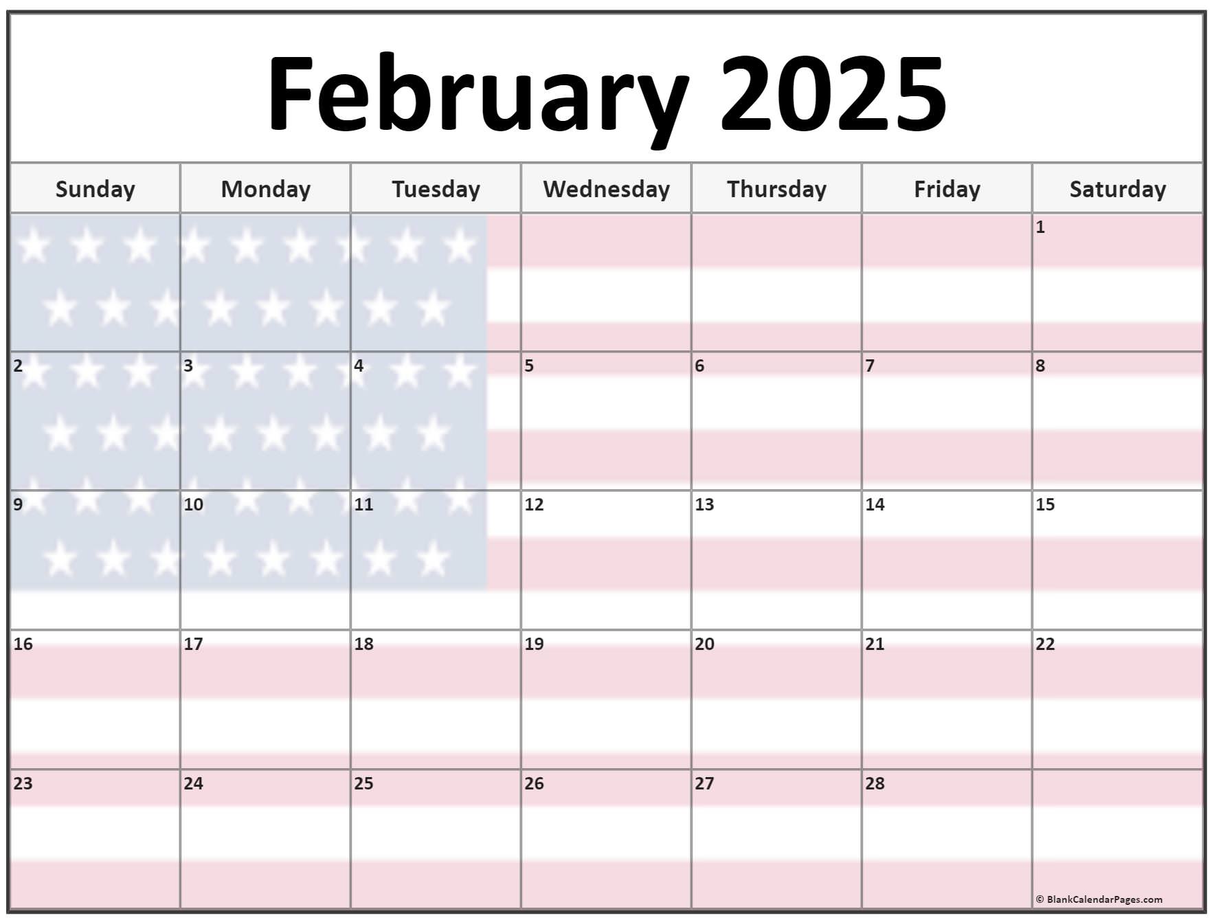 Collection of February 2025 photo calendars with image filters