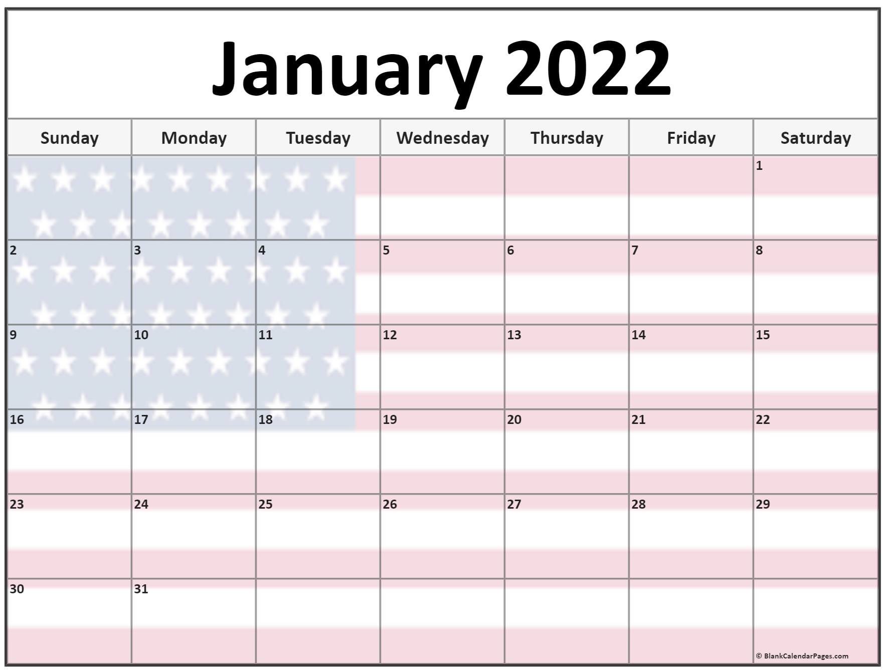 Collection Of January 2022 Photo Calendars With Image Filters