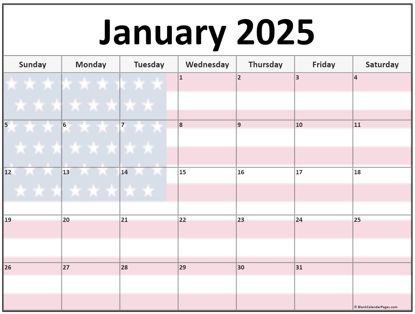 Collection of January 2025 photo calendars with image filters.