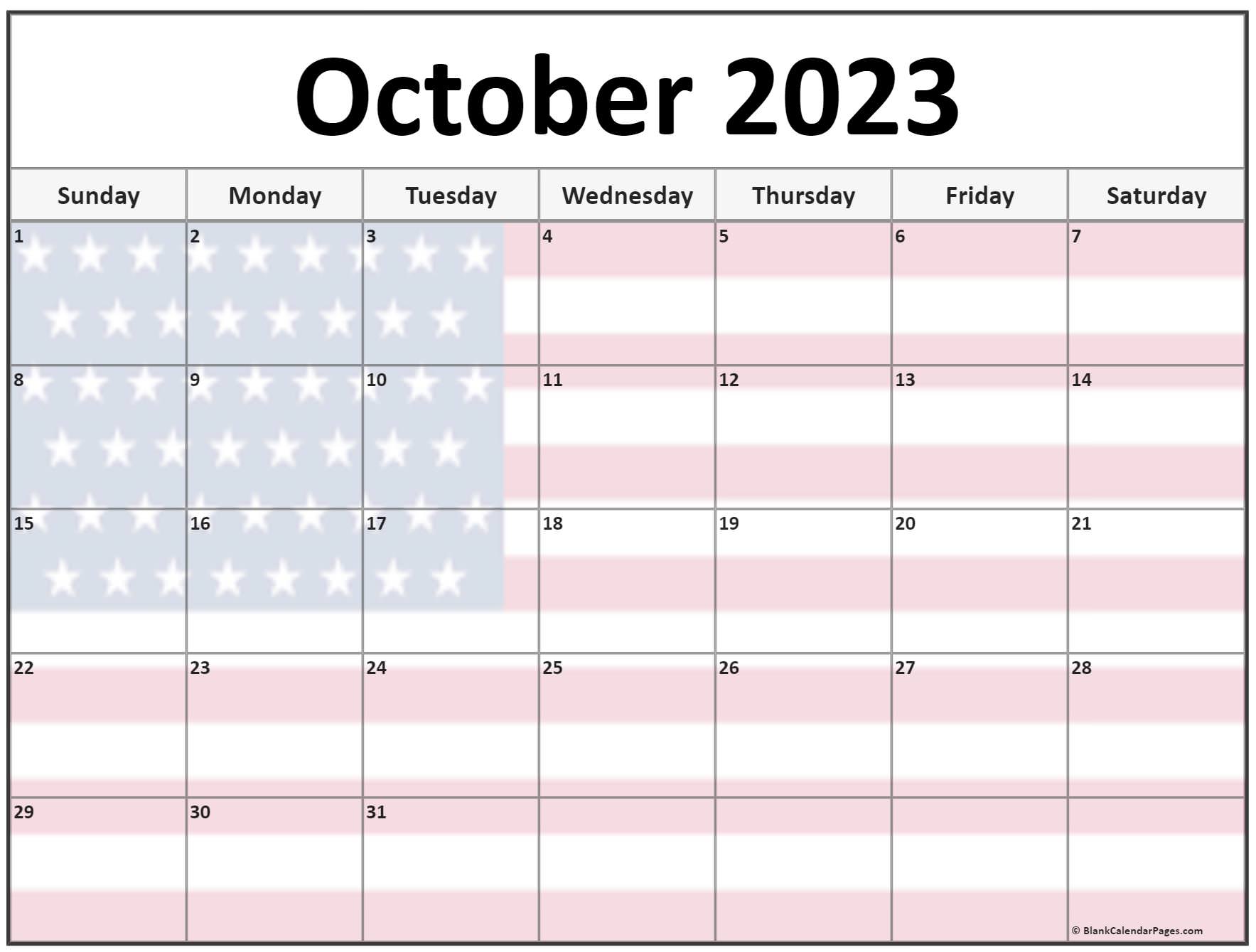 Collection of October 2023 photo calendars with image filters.