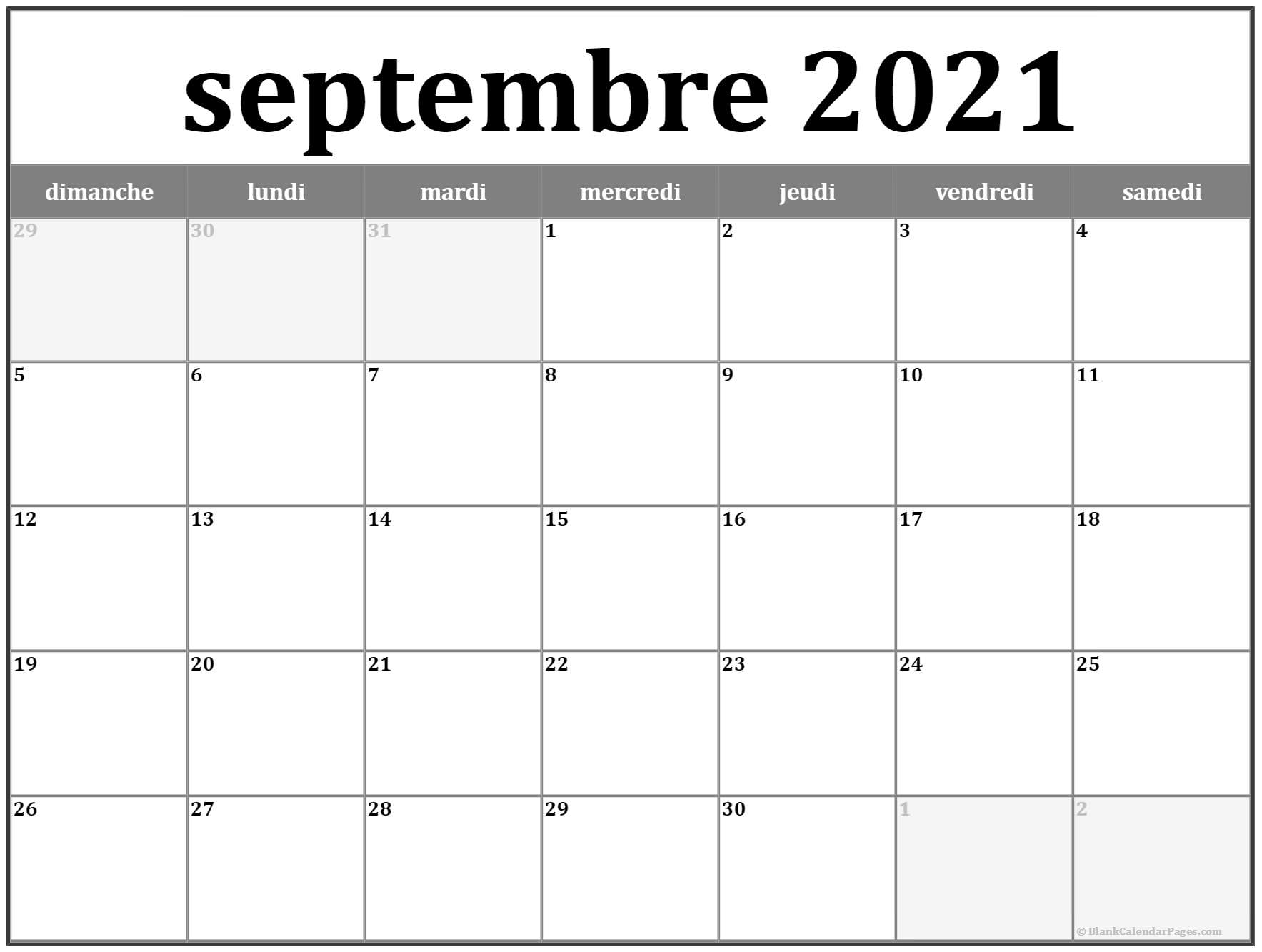 Calendrier Mois Septembre 2023 à Imprimer Septembre 2021 Calendrier Imprimable | Calendrier Gratuit