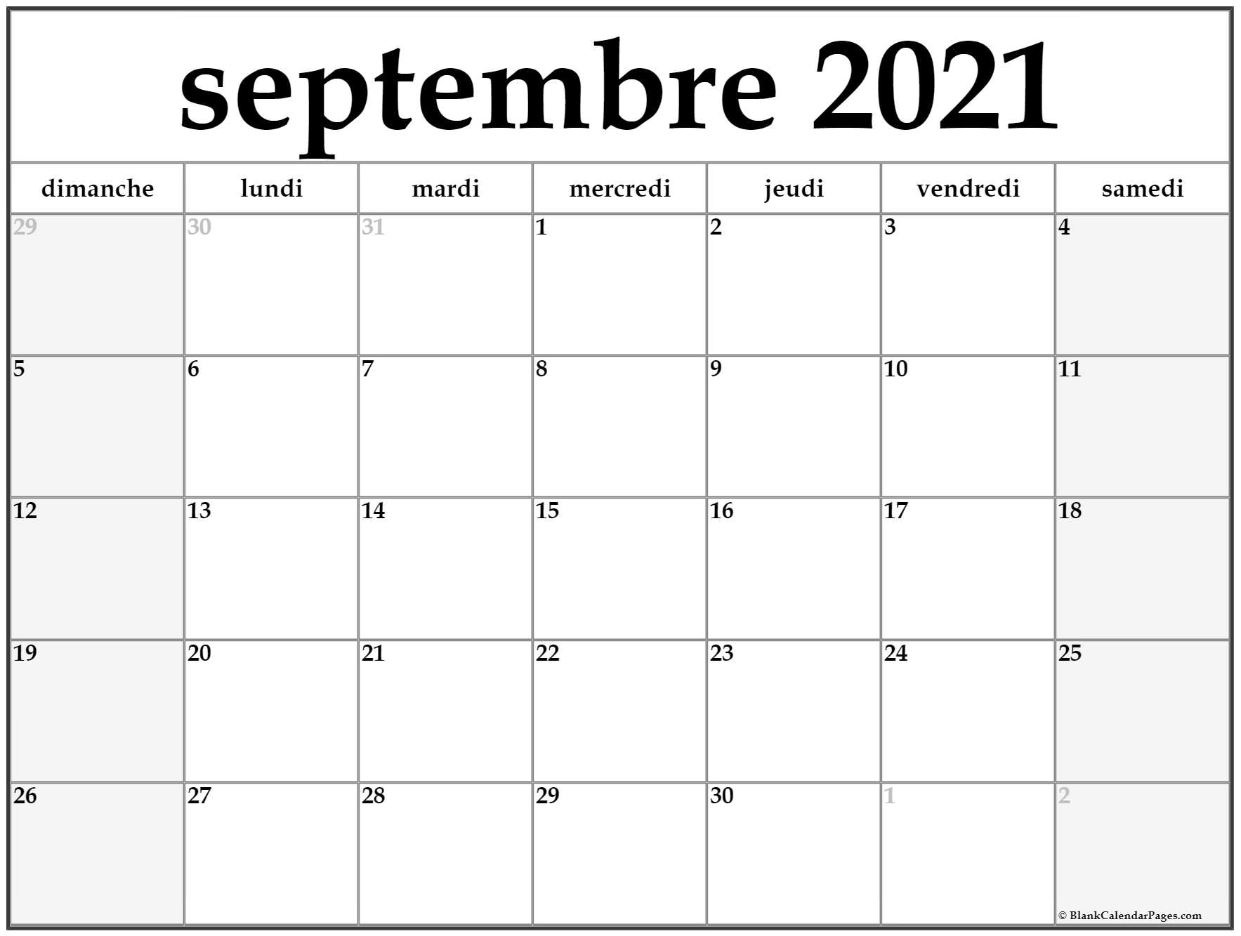 Calendrier Mois Septembre 2023 à Imprimer Septembre 2021 Calendrier Imprimable | Calendrier Gratuit