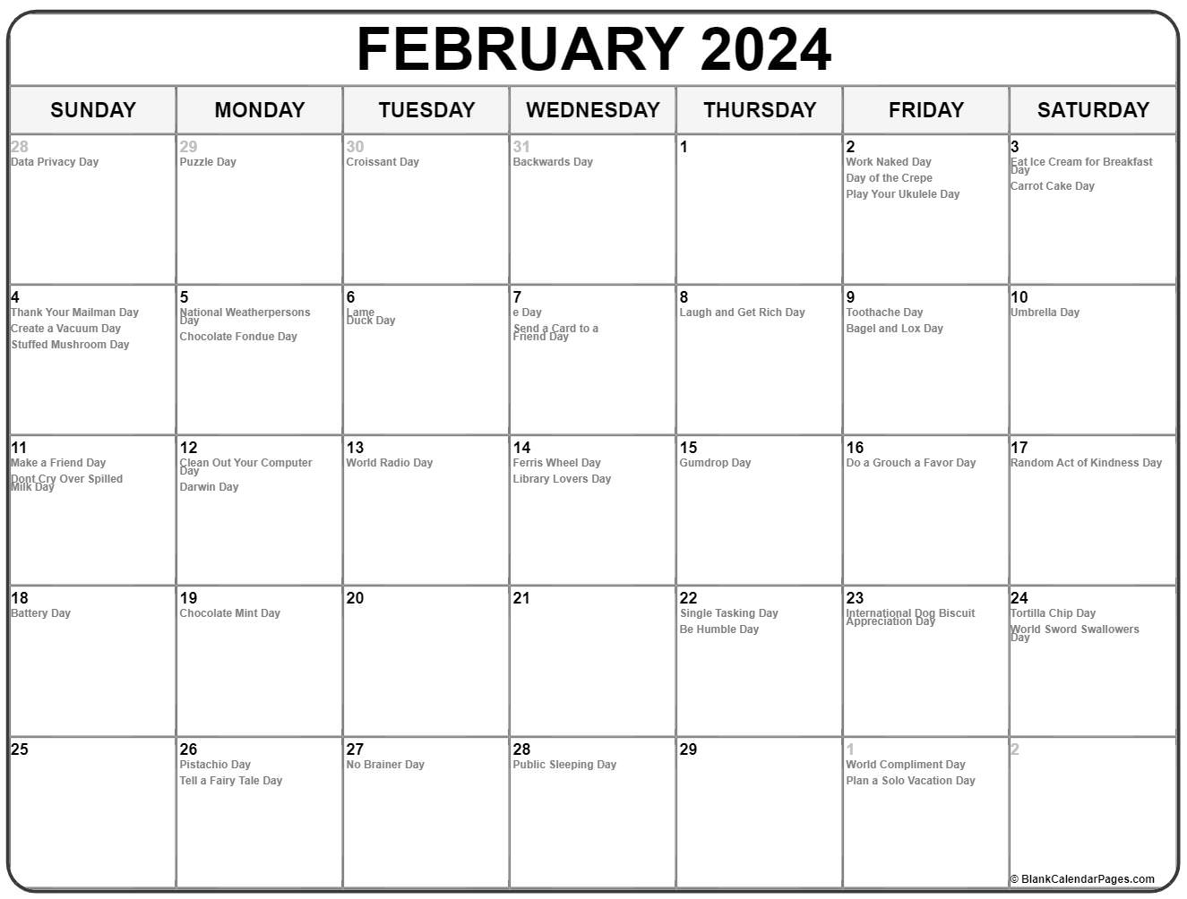 February 2023 With Holidays Calendar