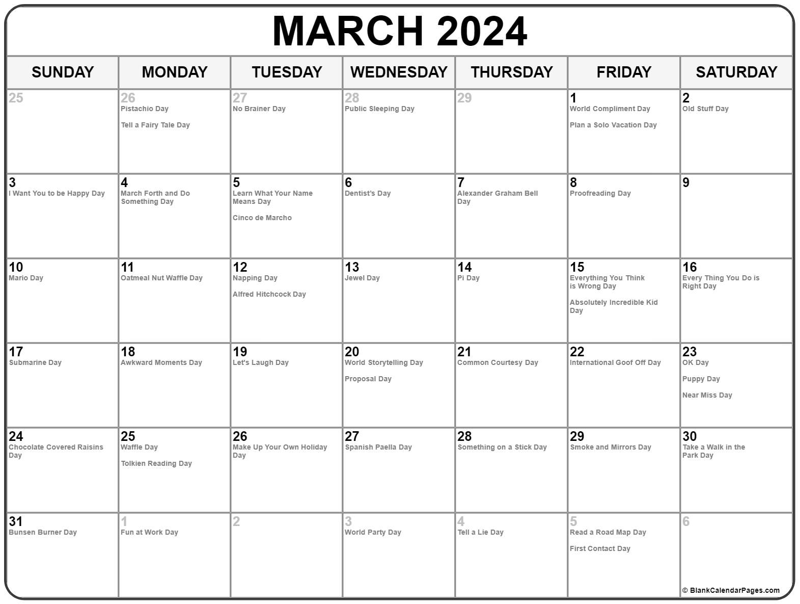 Funny Holiday Calendar 2022 March 2022 With Holidays Calendar