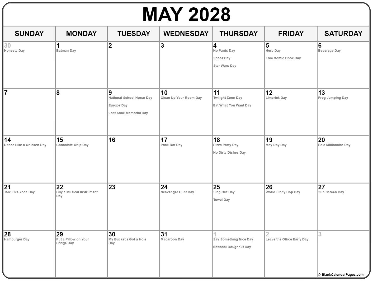 May 2028 silly holidays calendar May 2028 whacky holidays calendar