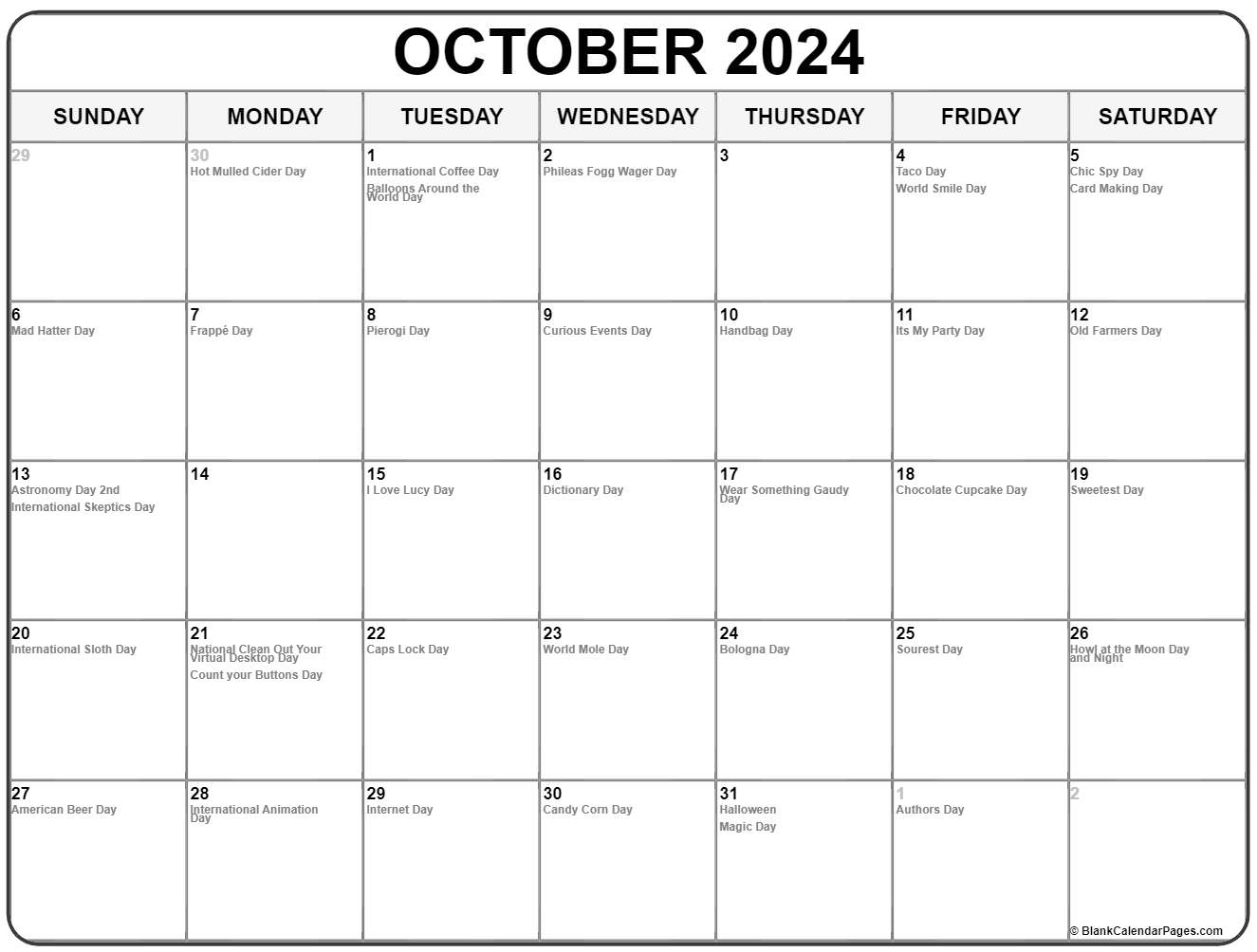 Collection Of October 2021 Calendars With Holidays