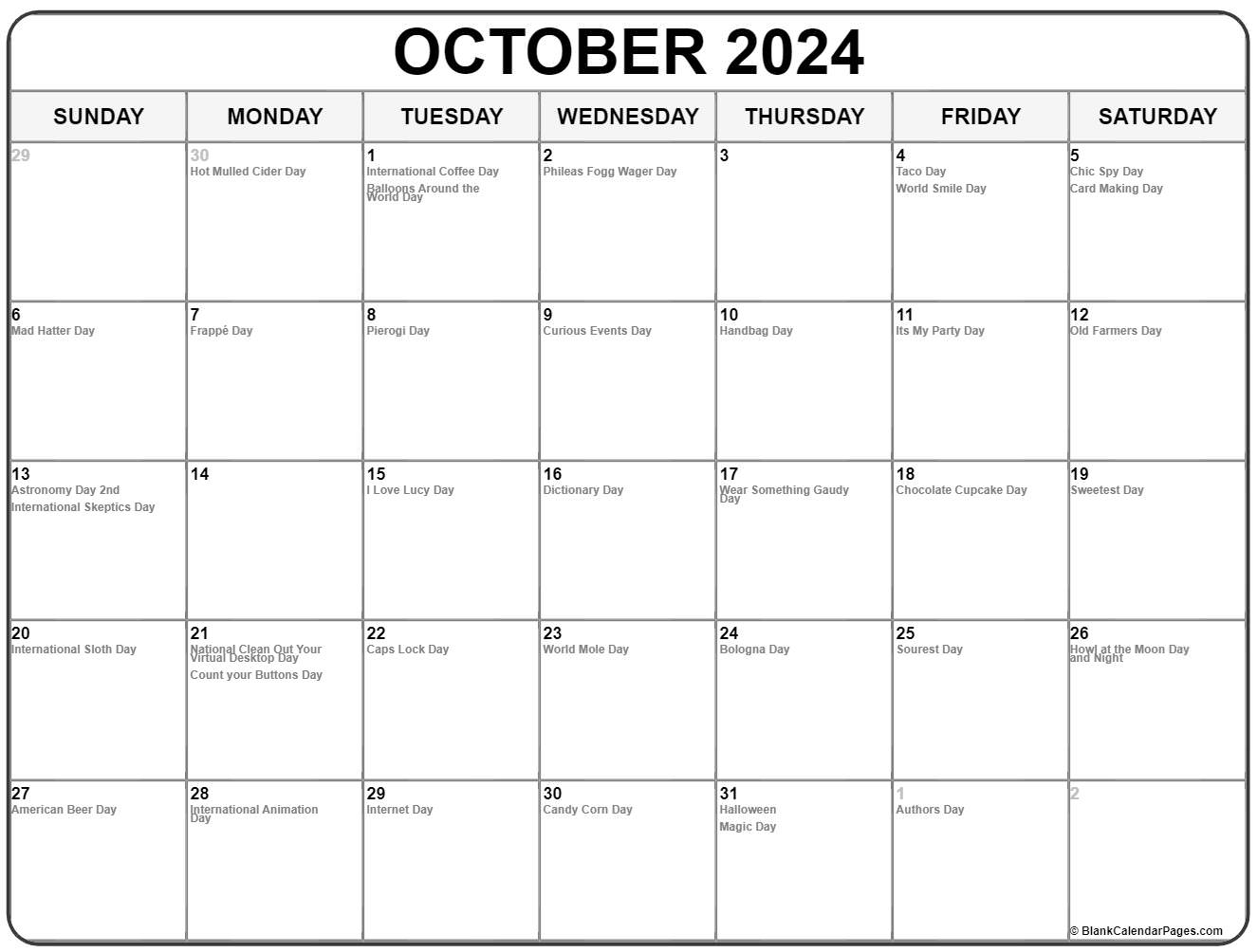 Free Printable October 2021 Calendar With Holidays Printable Word 