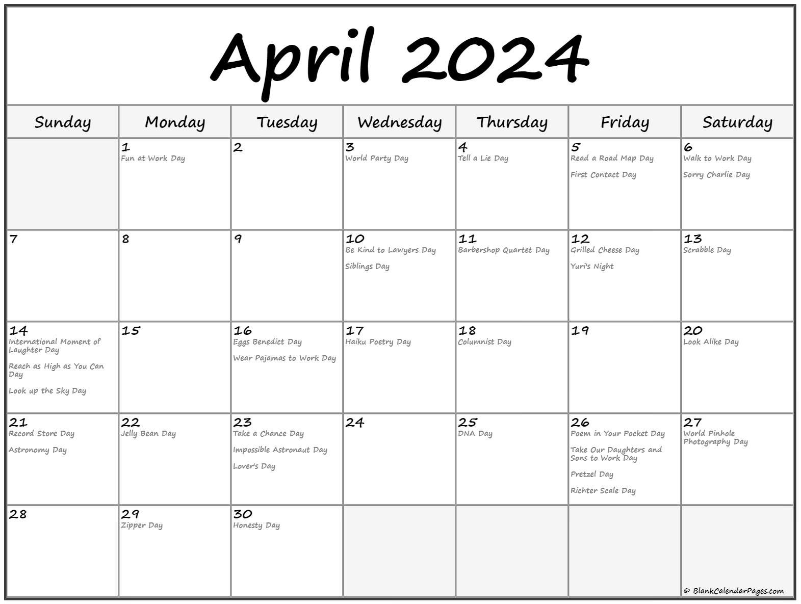 Fun Holidays In April 2024 Calendar Ilyse Leeanne