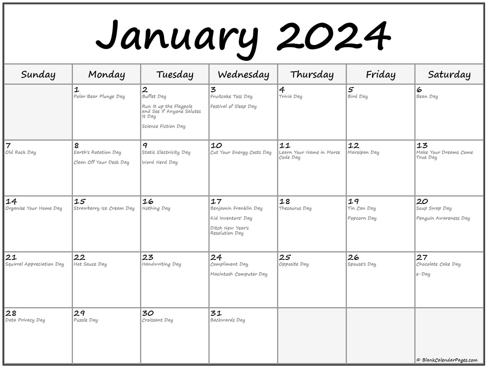 January 2021 Calendar With Holidays