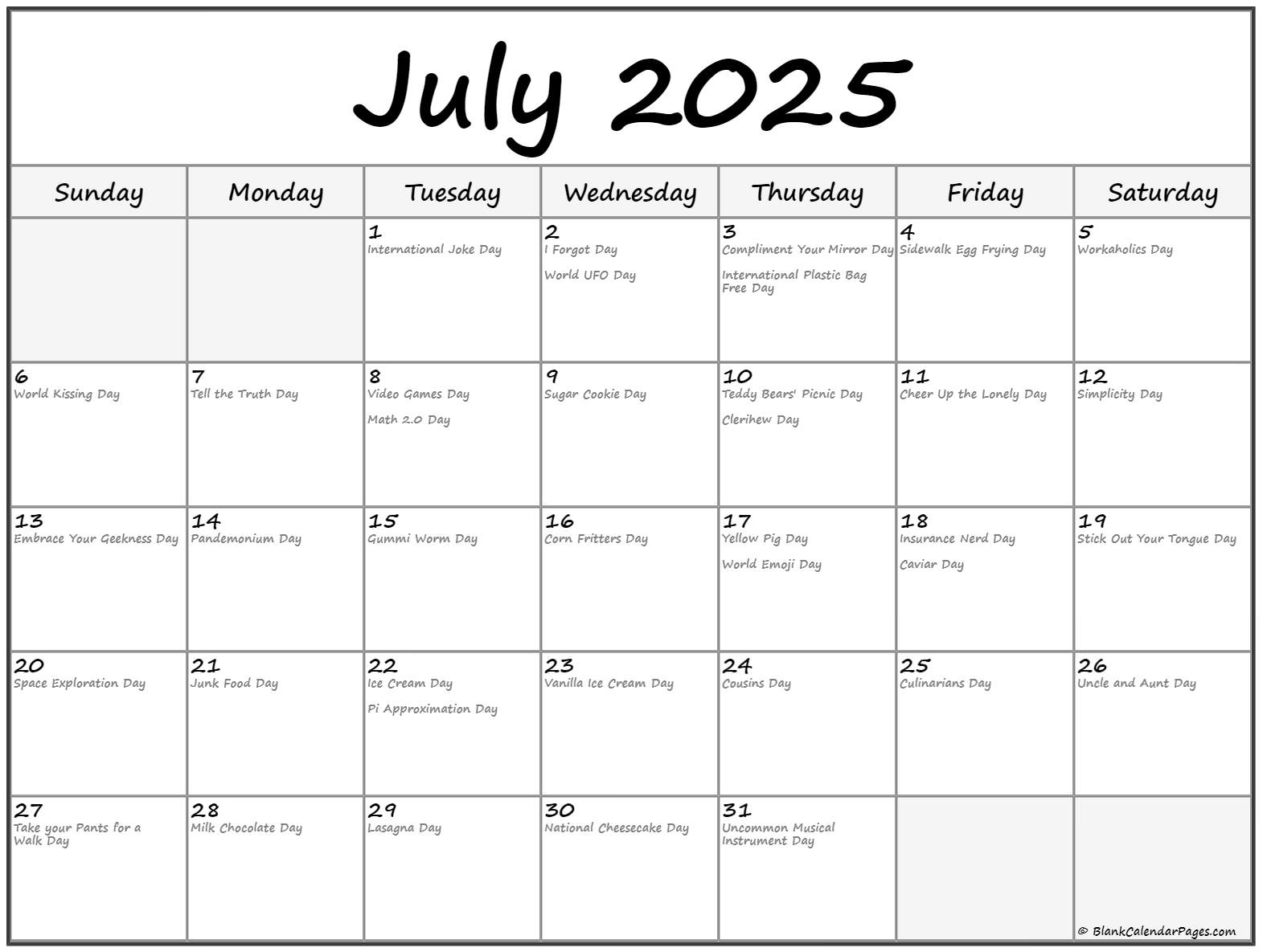 2025 National Holidays Funny