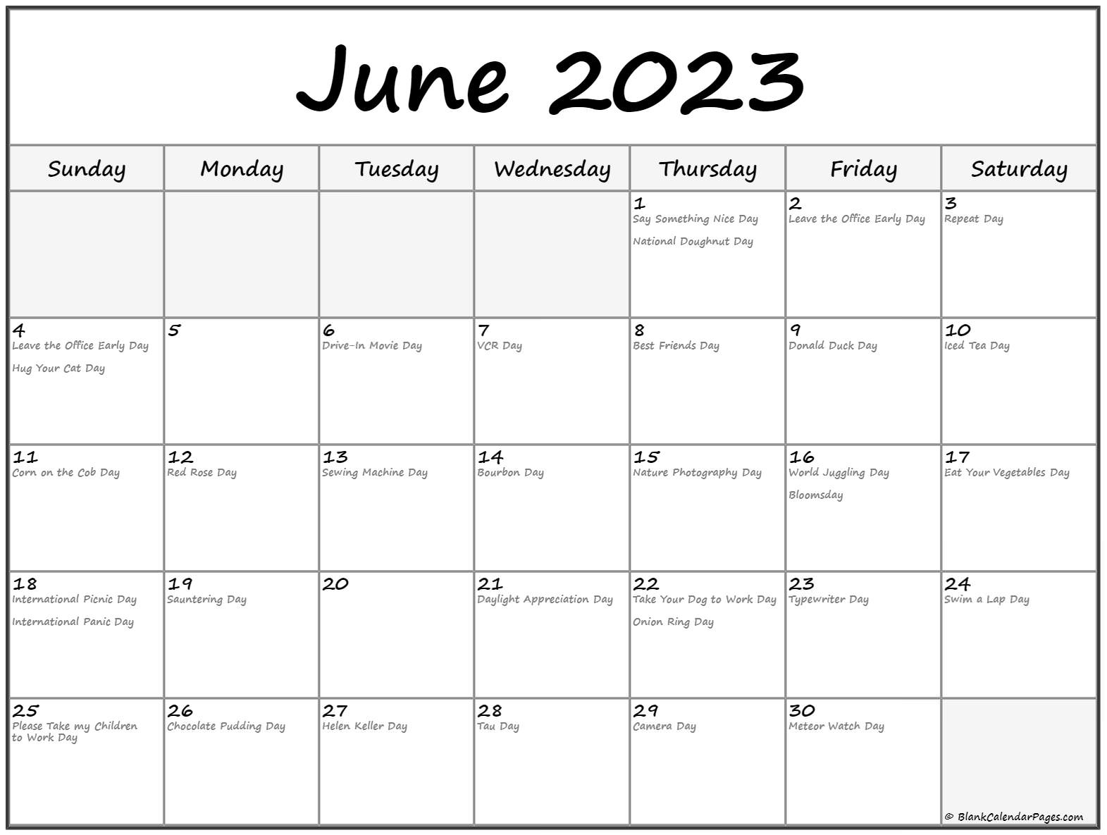 National Day Calendar June 2023 Get Calender 2023 Update