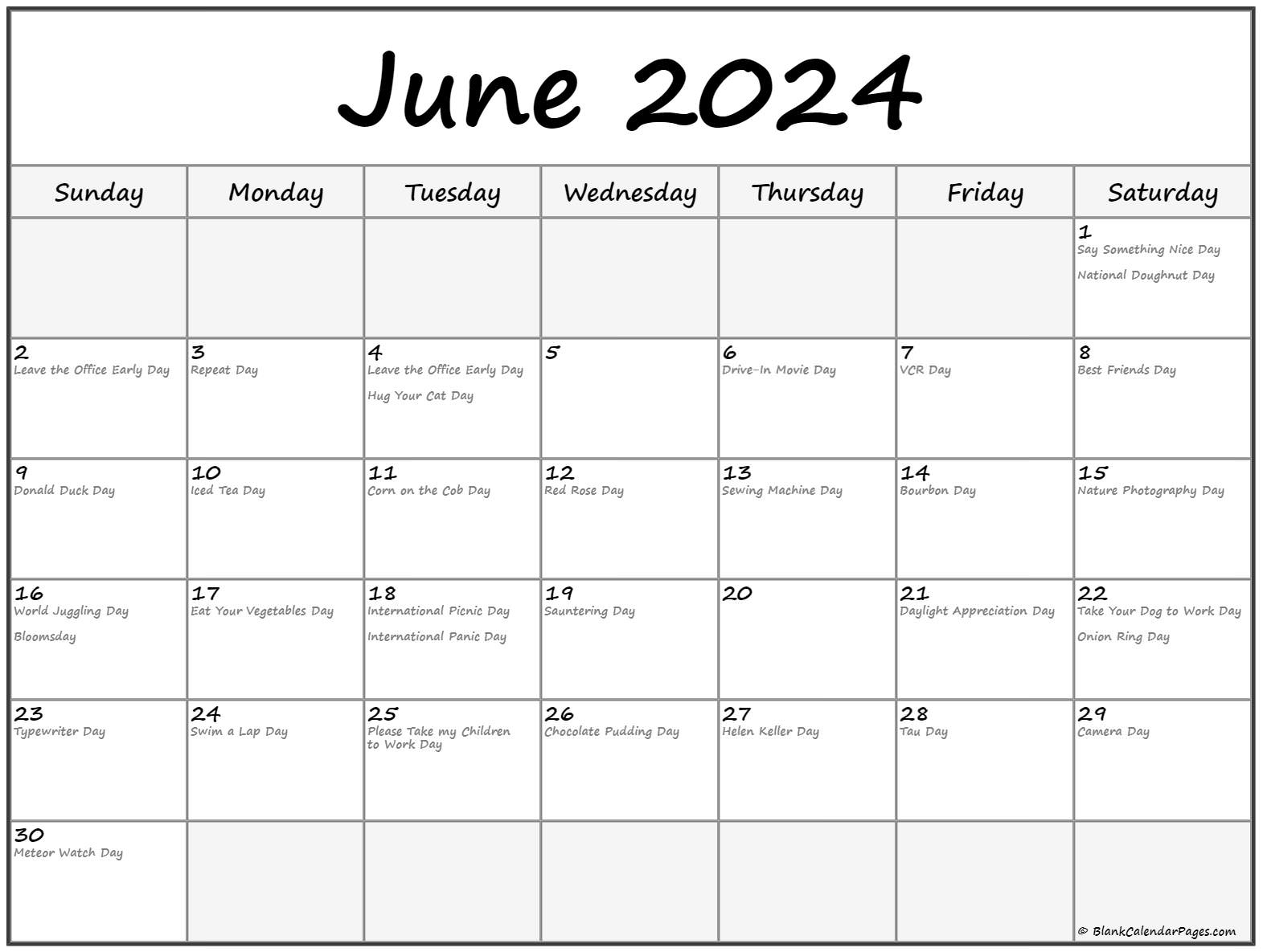 June 2024 Calendar A Comprehensive Overview Of Holidays And Notable