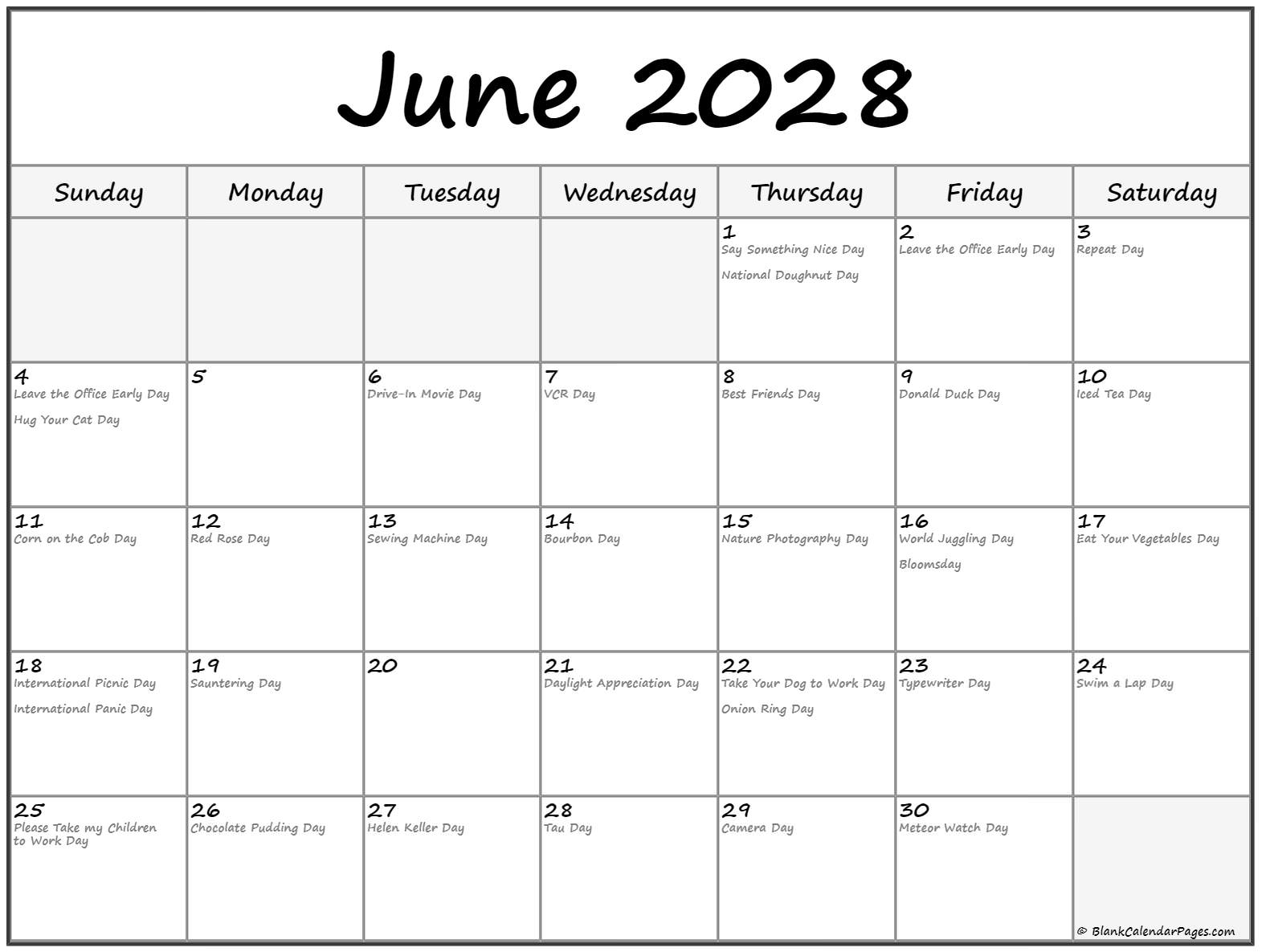 June 2028 funny holidays calendar