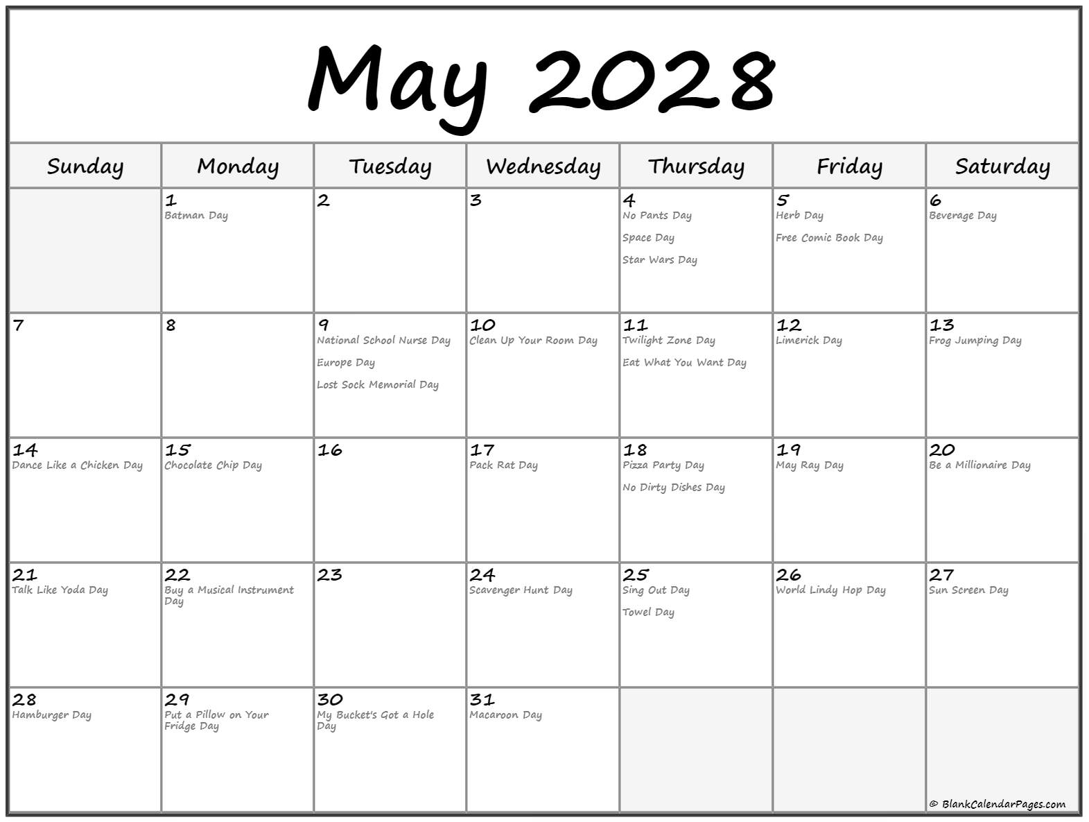 May 2028 funny holidays calendar